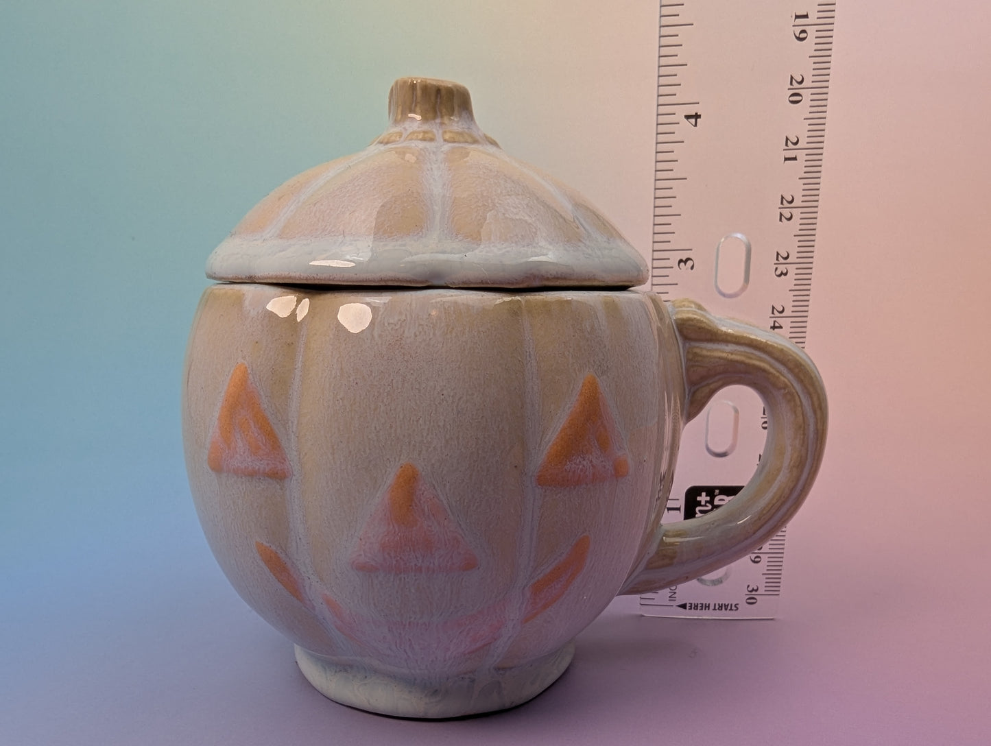 GOB Jack-o-Lantern Mug with Lid - Floating White with Orange