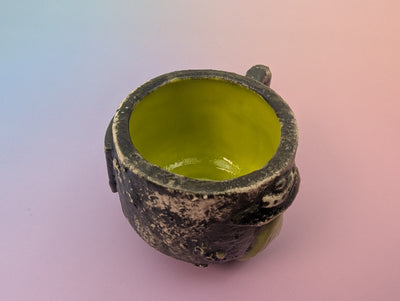 Get In Loser Teacup - Cratered Black Mixed Finish with Alien Green Inside
