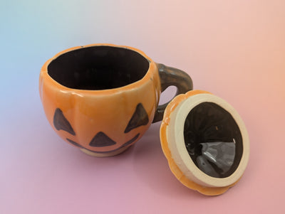 GOB Jack-o-Lantern Mug with Lid - Classic Orange and Black