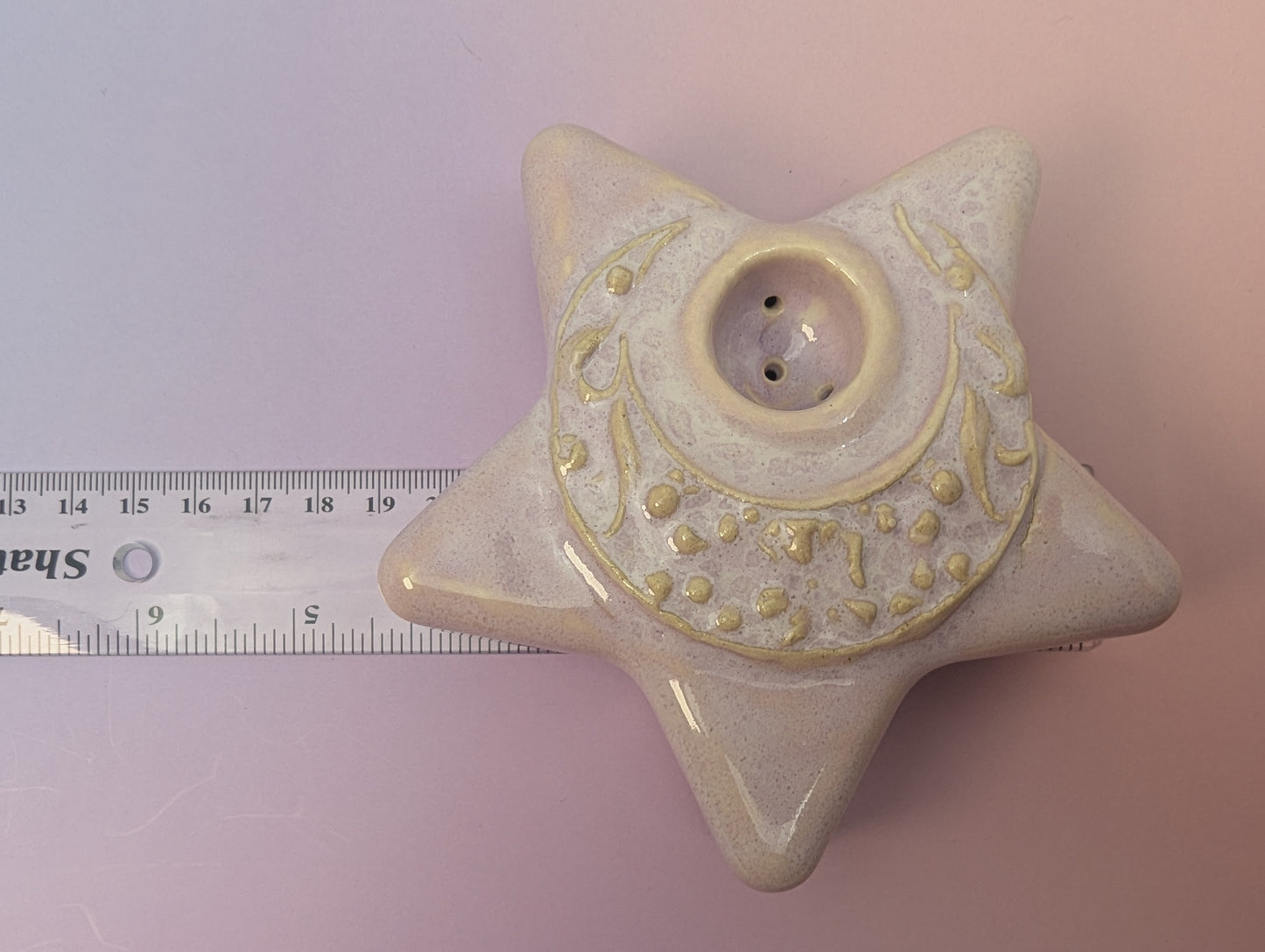 Floral Moon on Star Pipe - Floating Periwinkle