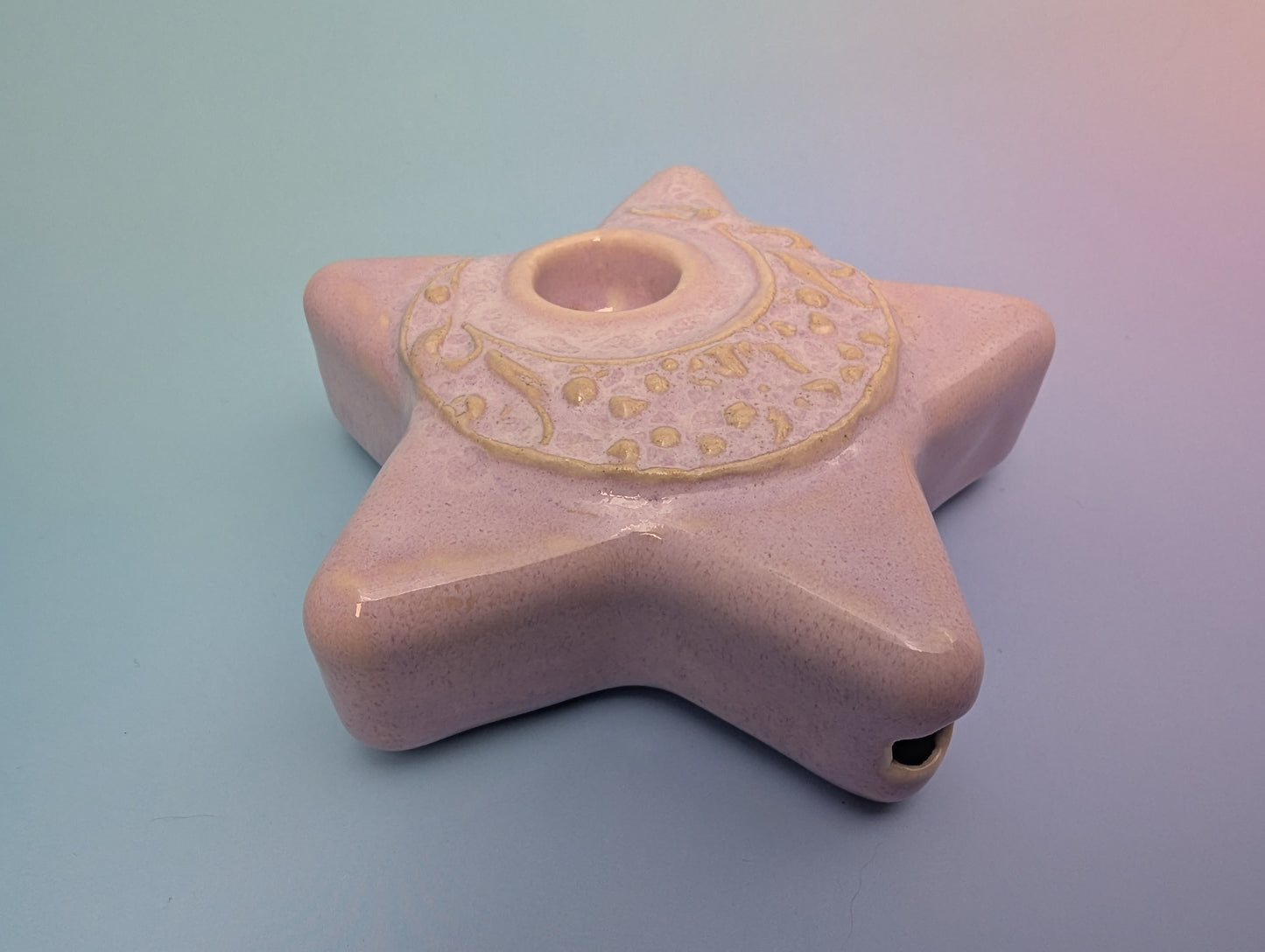 Floral Moon on Star Pipe - Floating Periwinkle