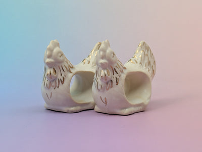 Hen Napkin Rings, Pair
