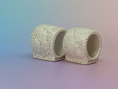 Strawberry Heart Napkin Rings, Pair