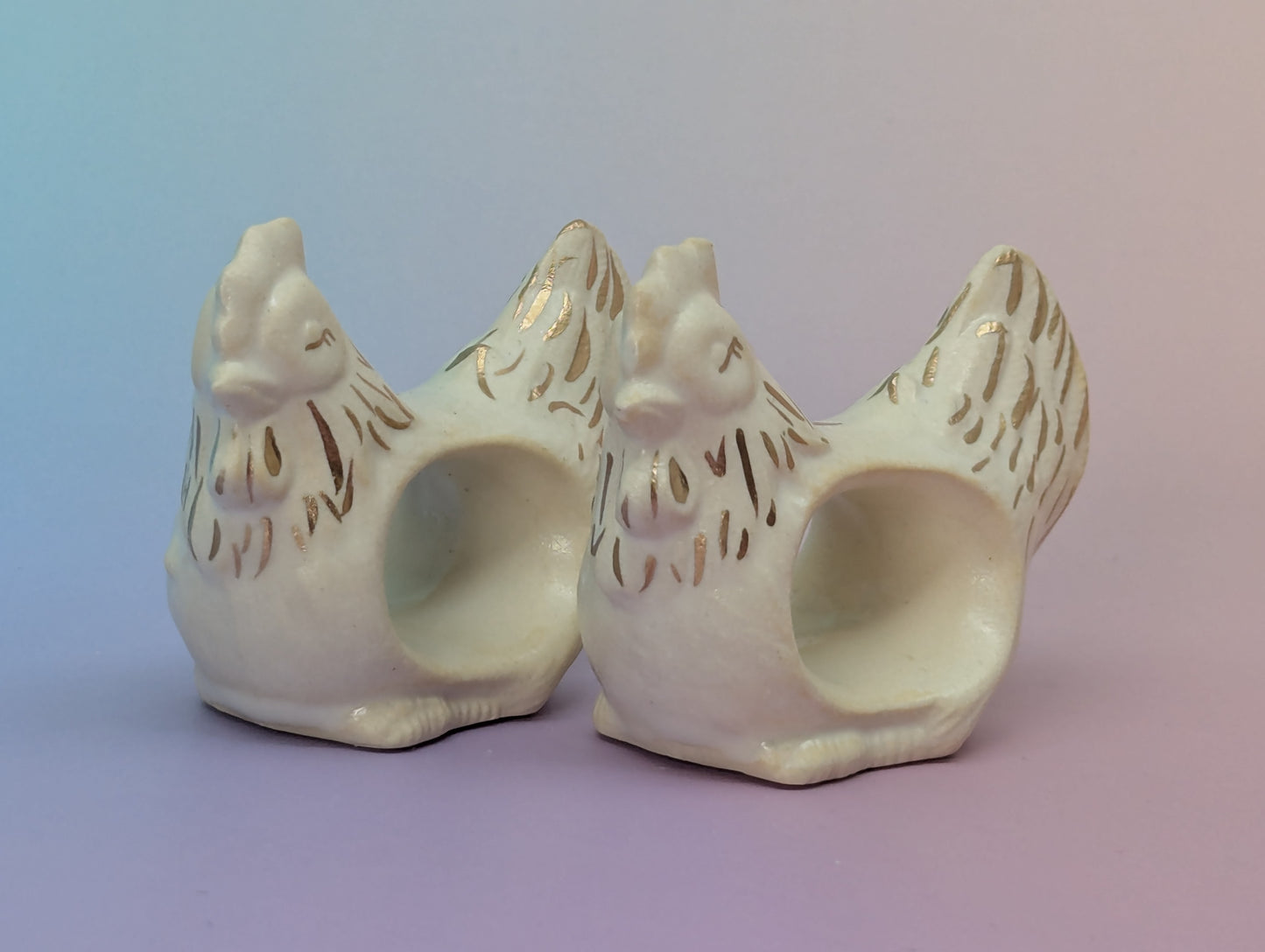 Hen Napkin Rings, Pair