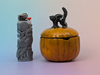 Black Cat on Pumpkin Ashtray
