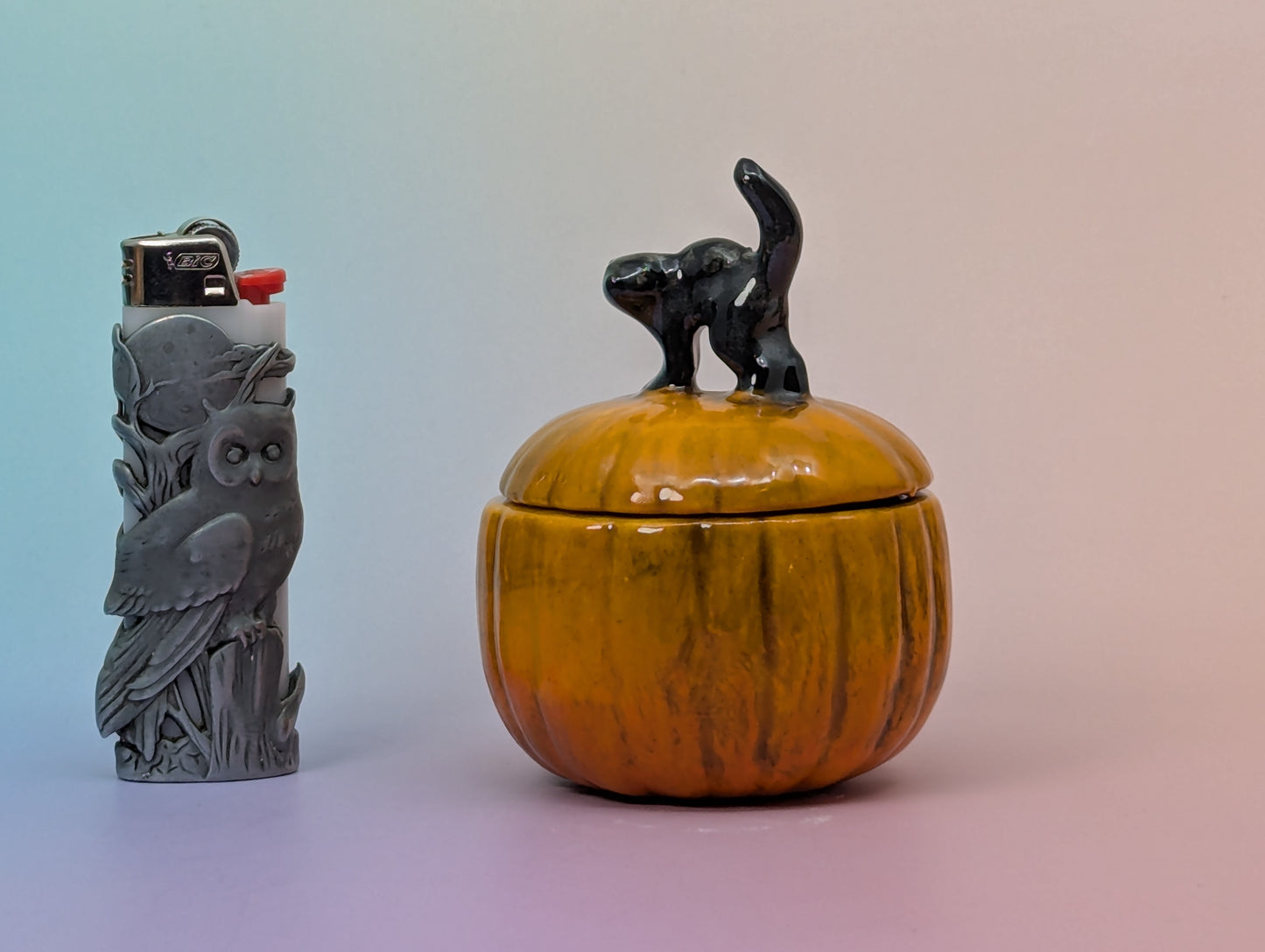Black Cat on Pumpkin Jar