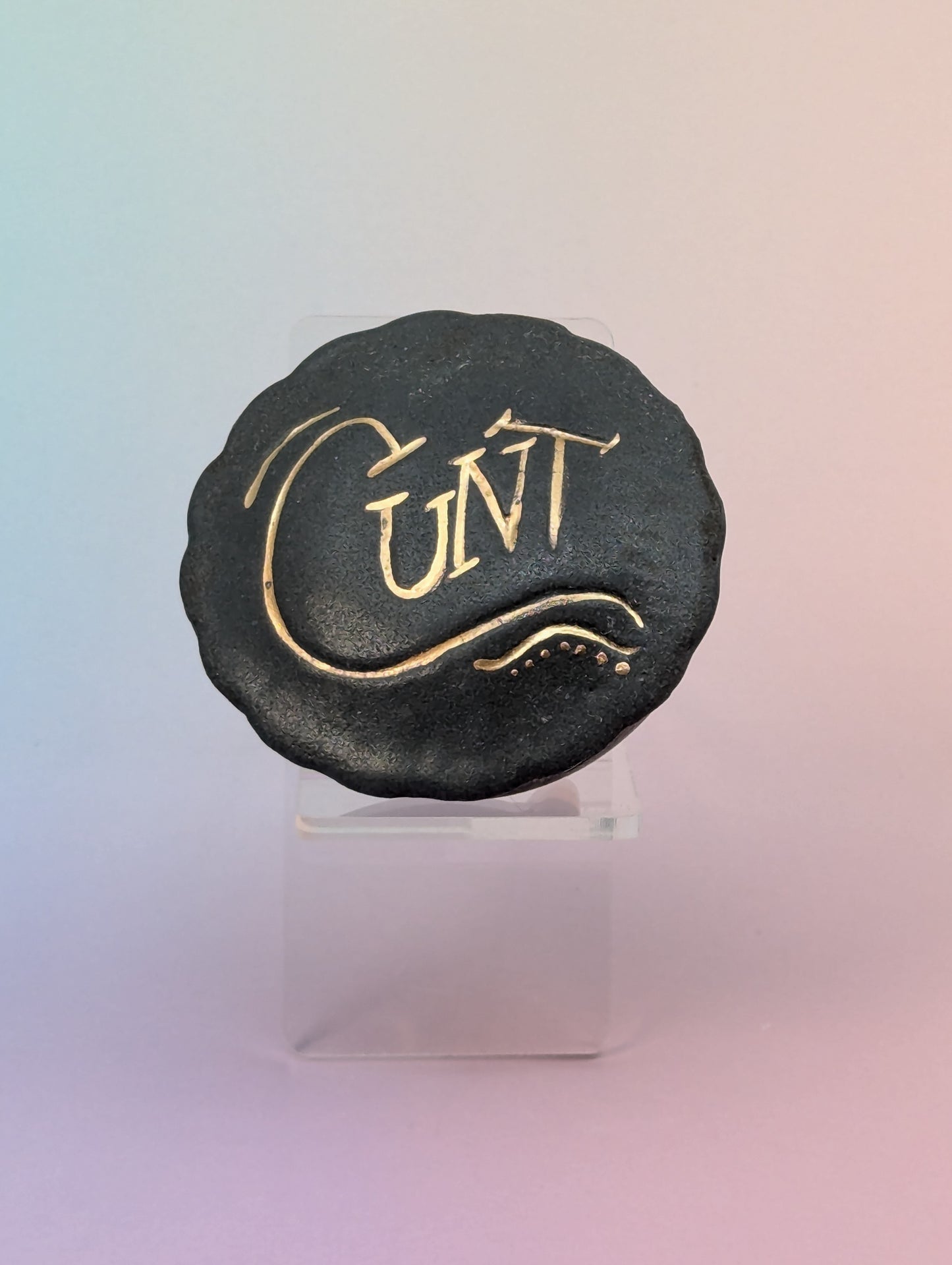 Cunt Round Scalloped Pillbox