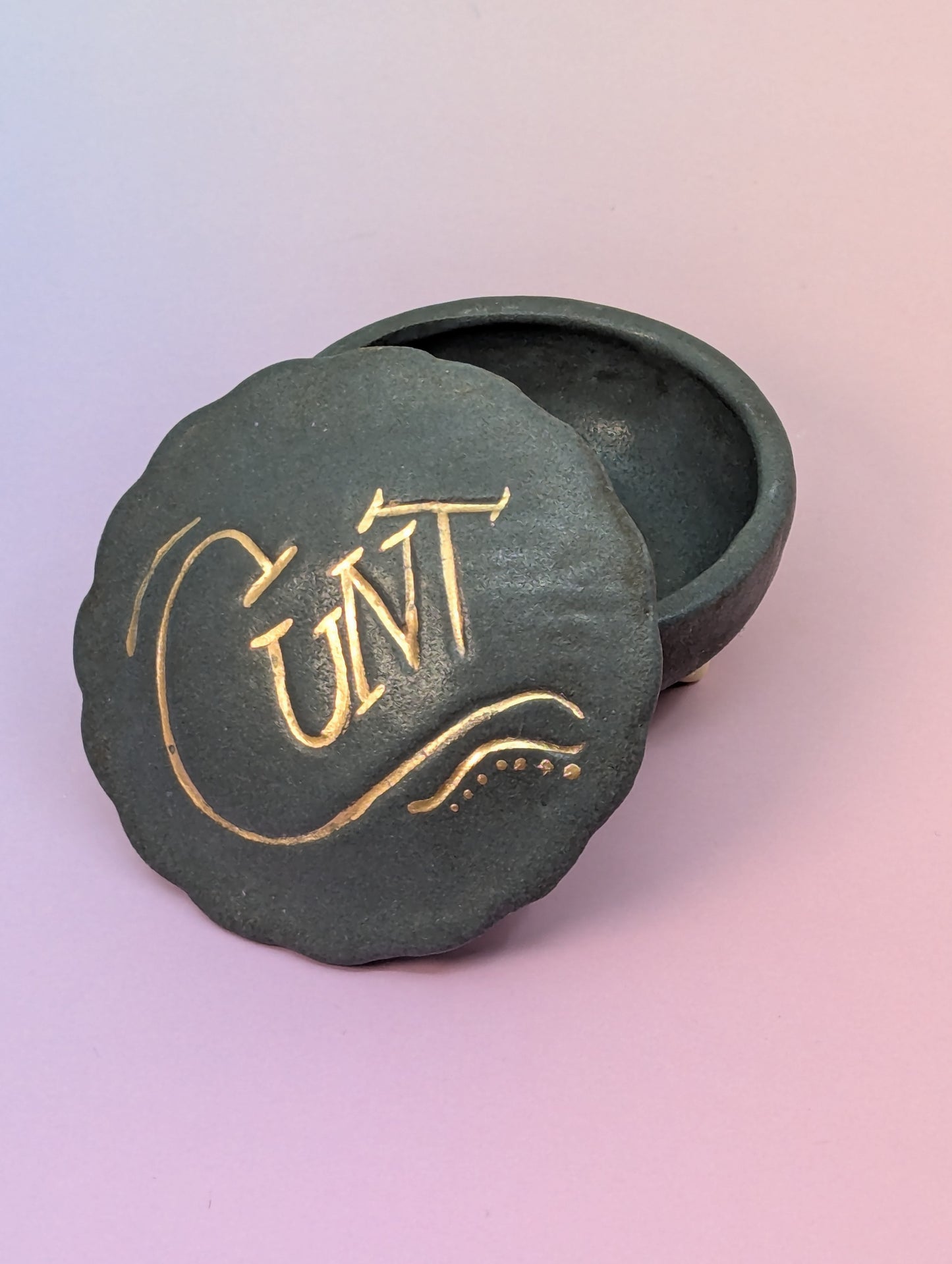 Cunt Round Scalloped Pillbox