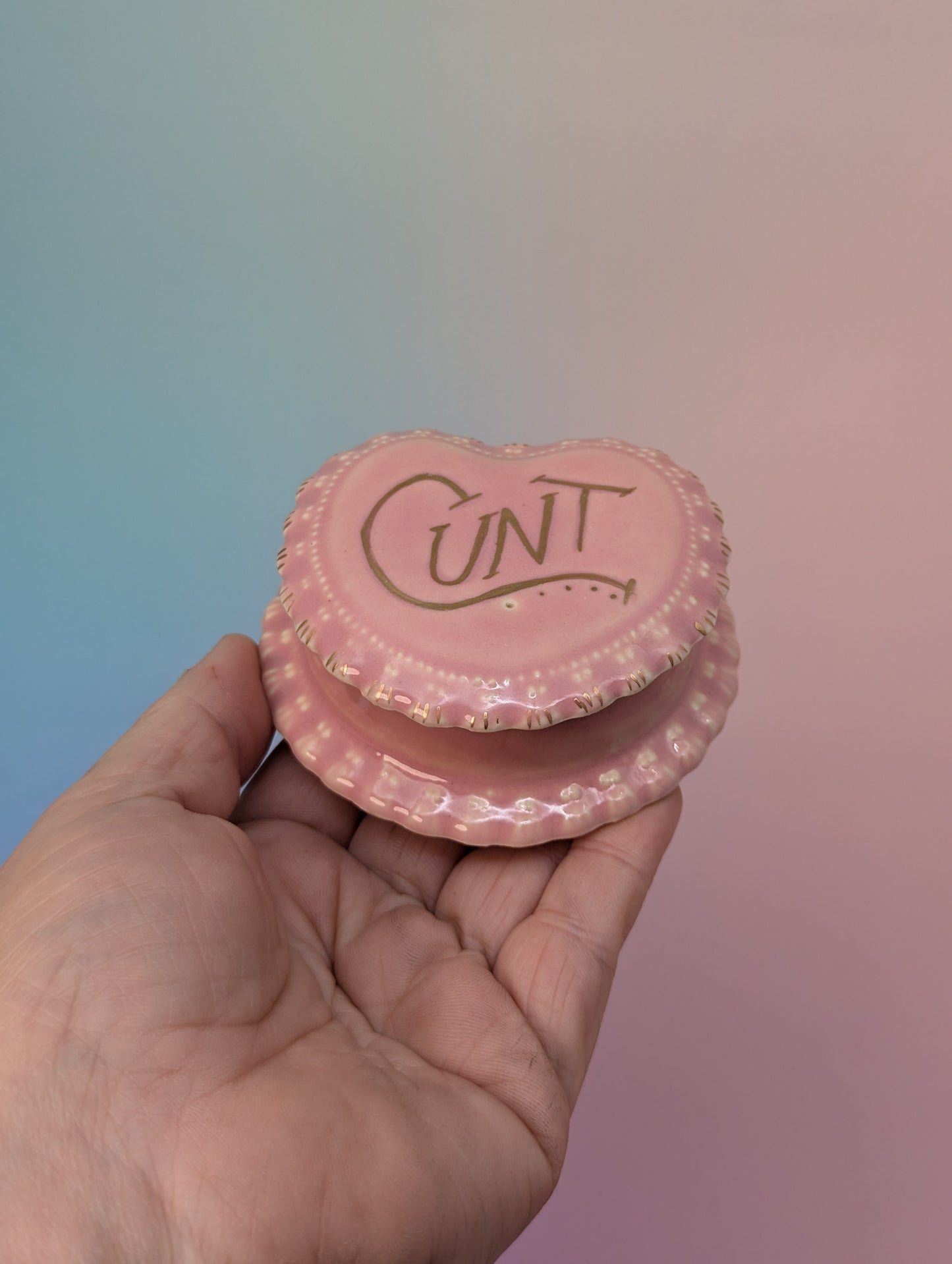 Cunt Frilled Heart Pillbox