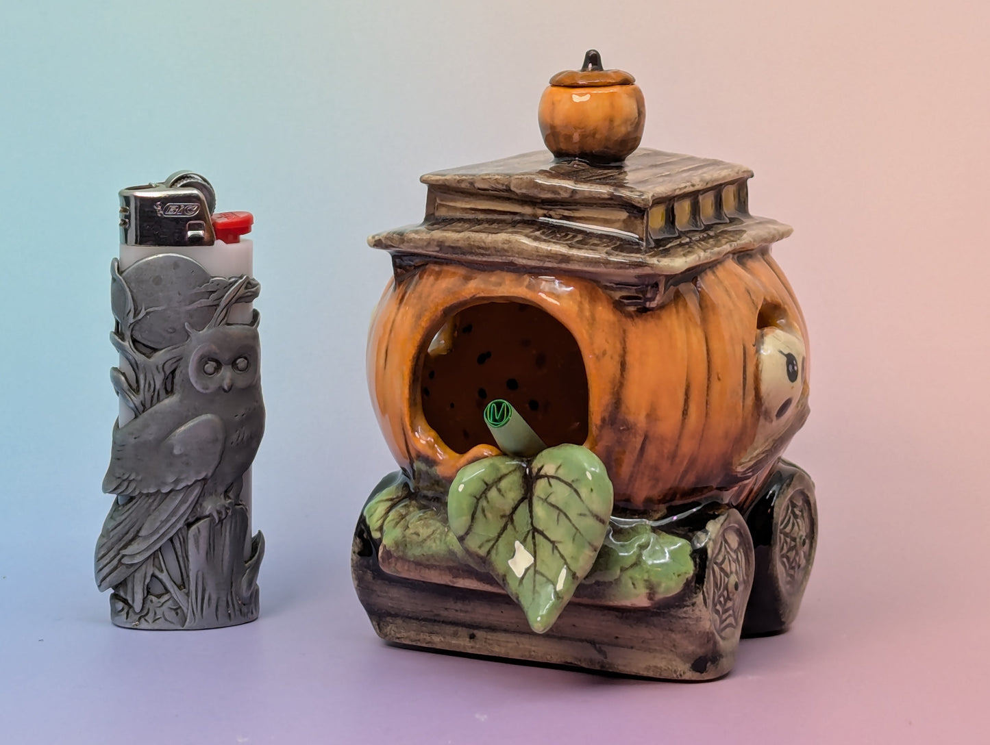 Pumpkin Train Car Ashtray/Incense Burner