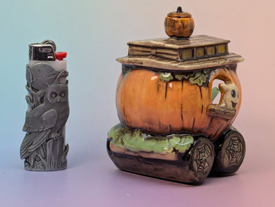 Pumpkin Train Car Ashtray/Incense Burner