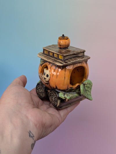 Pumpkin Train Car Ashtray/Incense Burner
