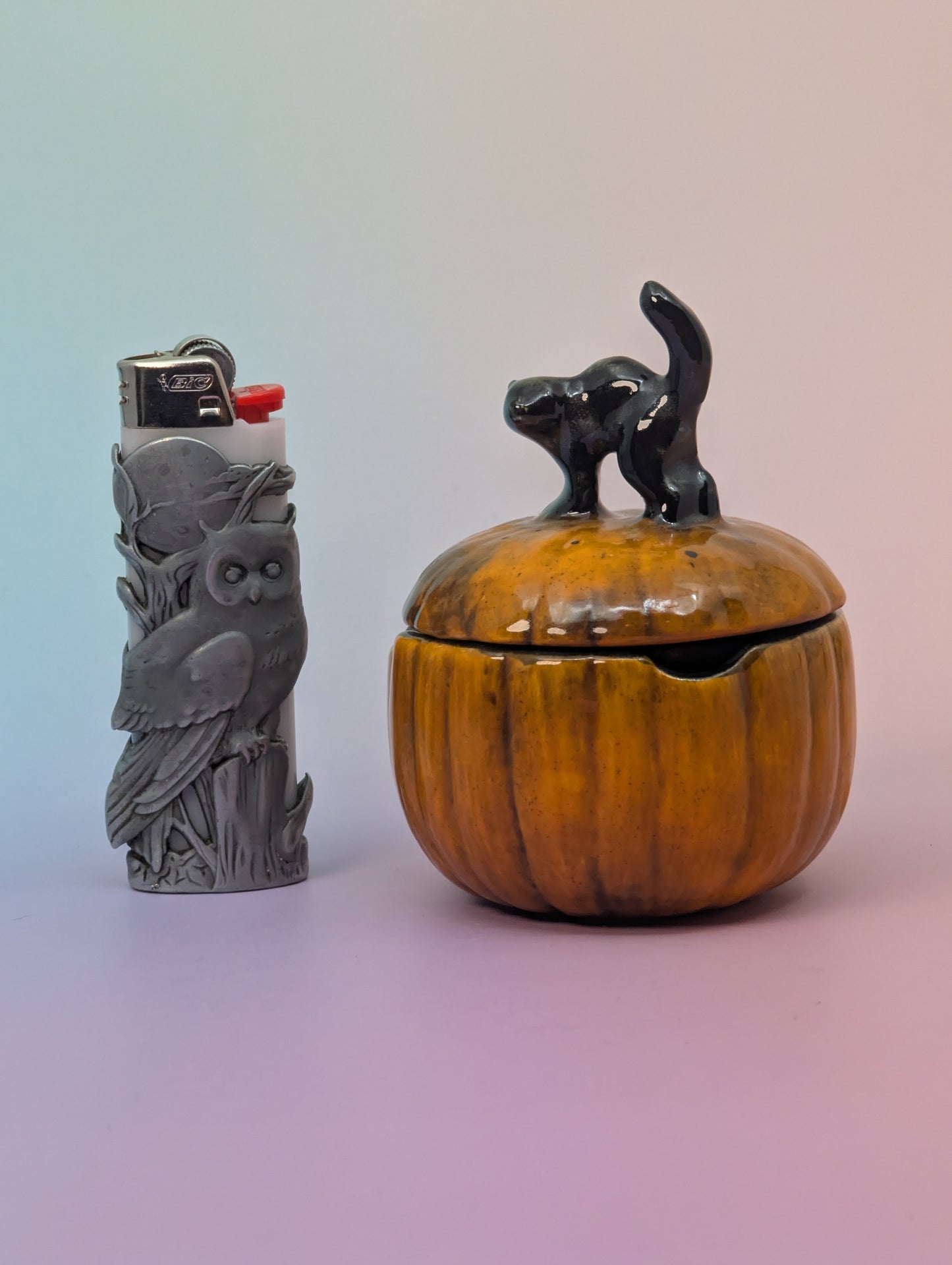 Black Cat on Pumpkin Ashtray
