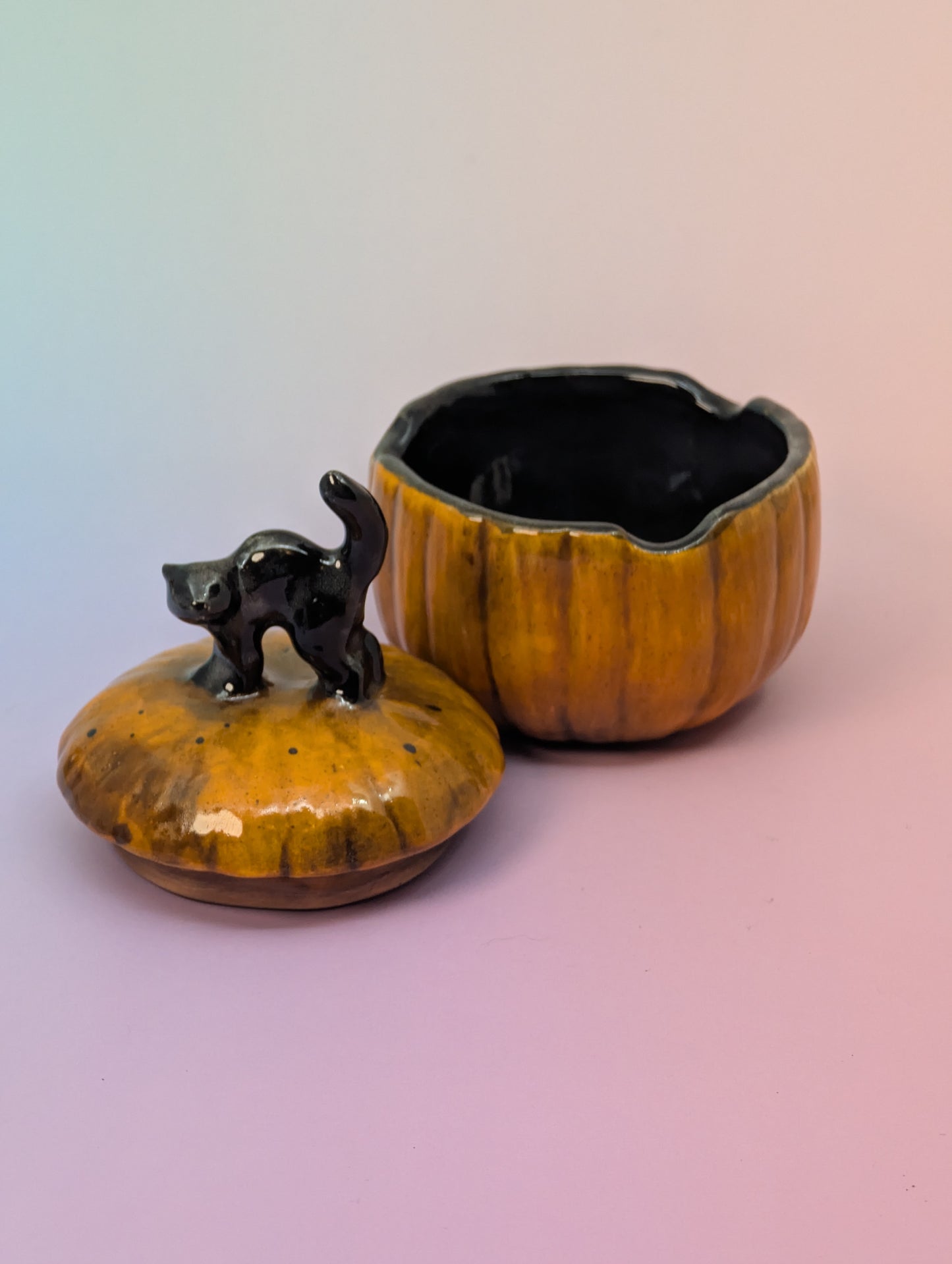 Black Cat on Pumpkin Ashtray