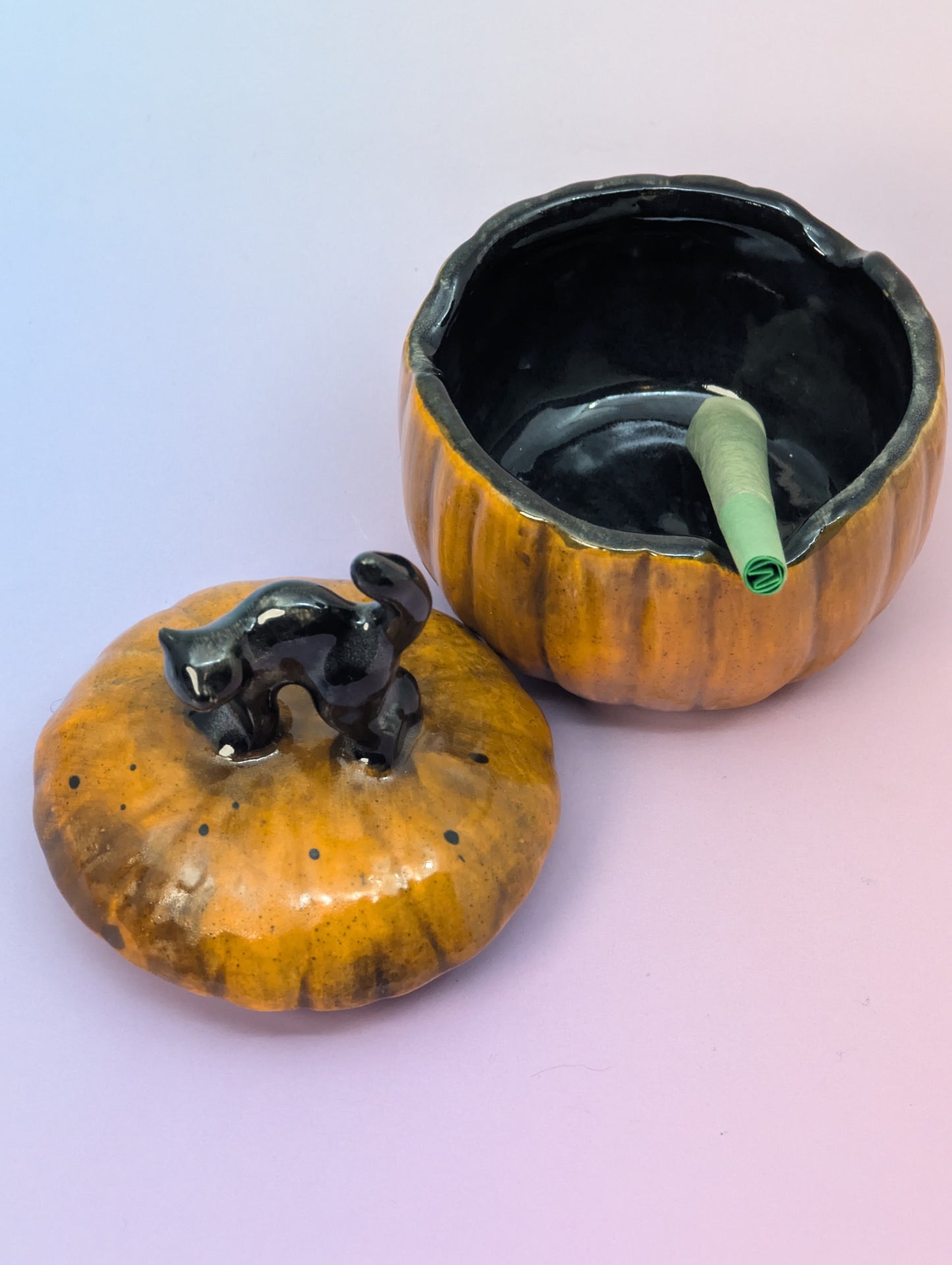 Black Cat on Pumpkin Ashtray