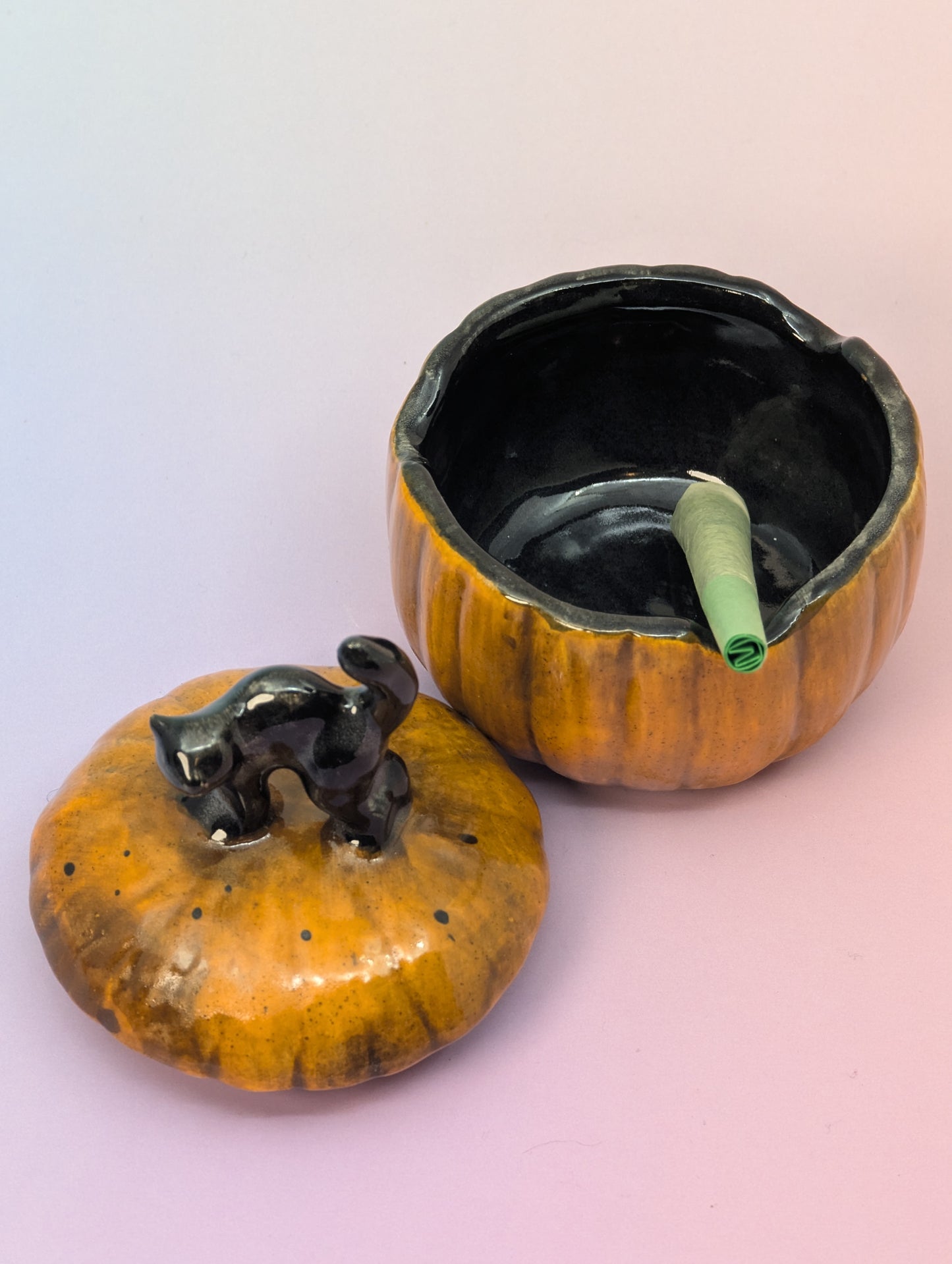 Black Cat on Pumpkin Ashtray