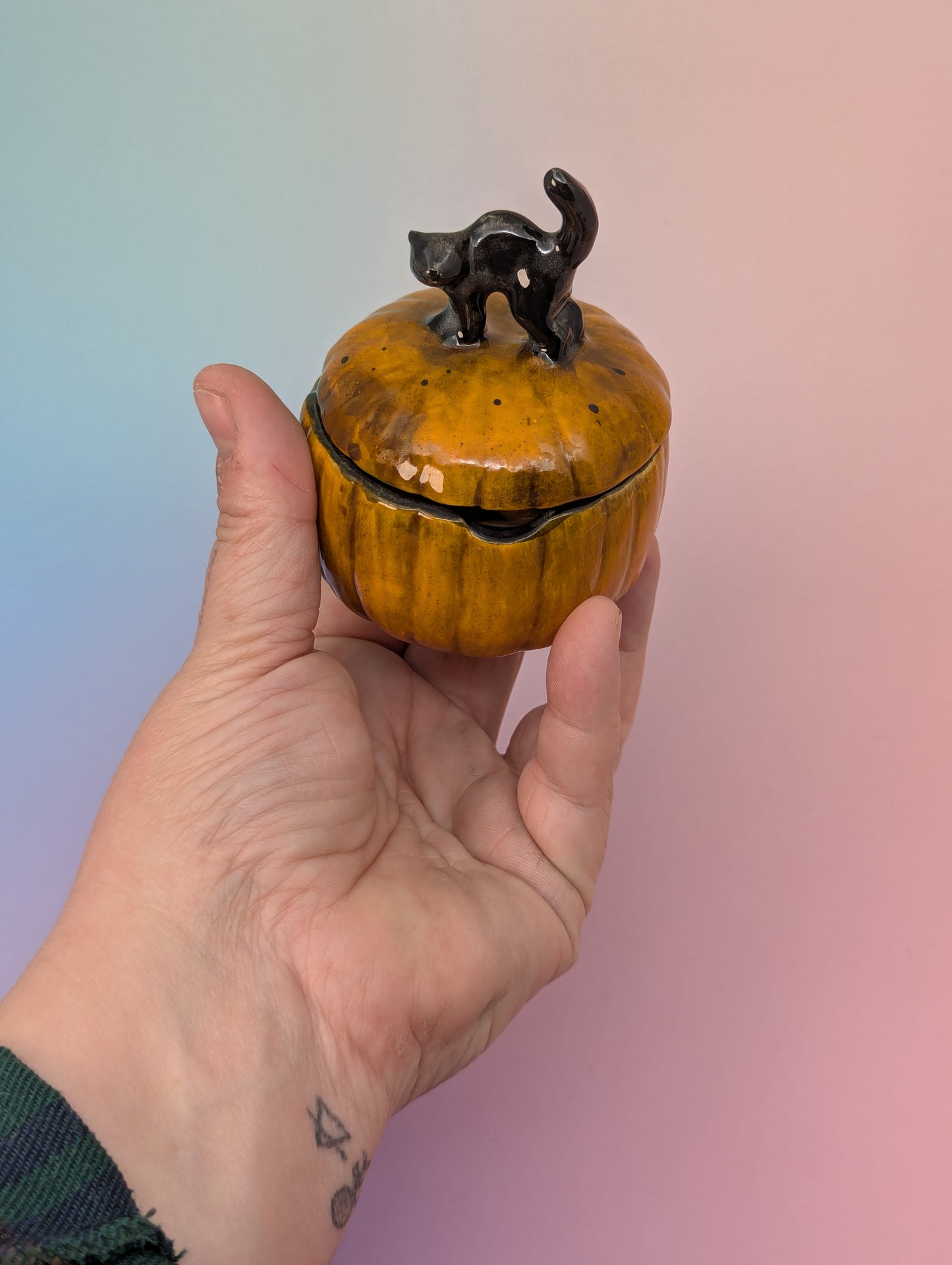 Black Cat on Pumpkin Ashtray
