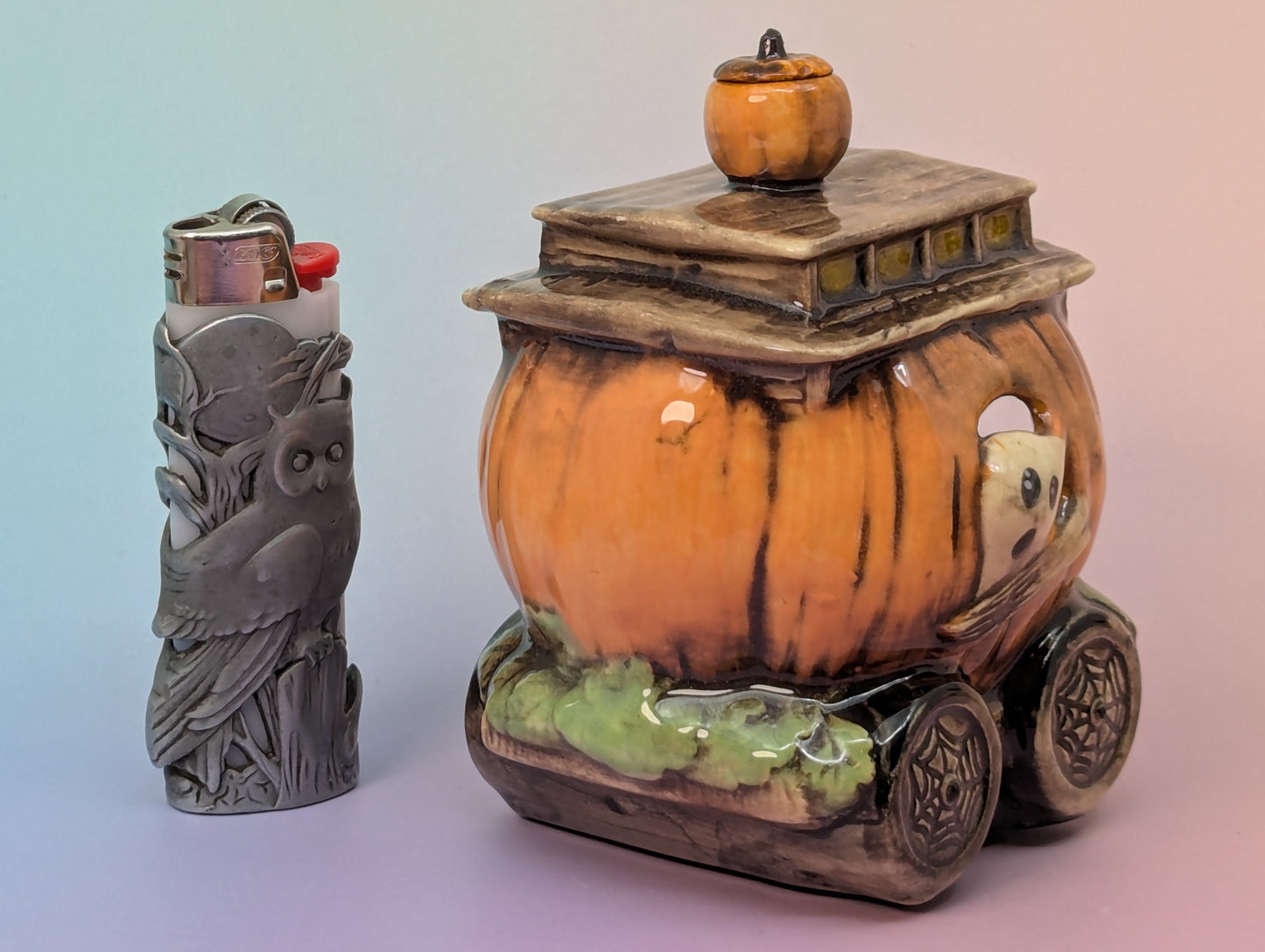 Pumpkin Train Car Ashtray/Incense Burner