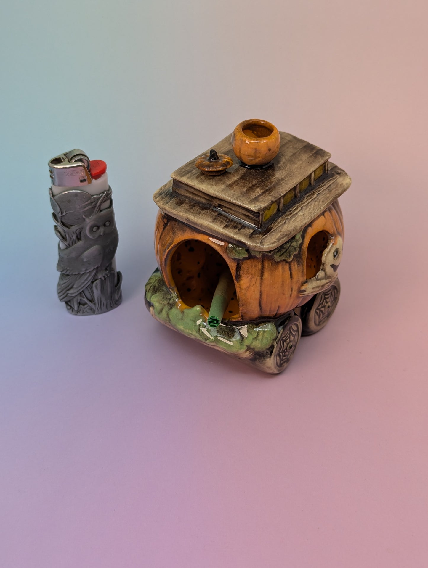 Pumpkin Train Car Ashtray/Incense Burner