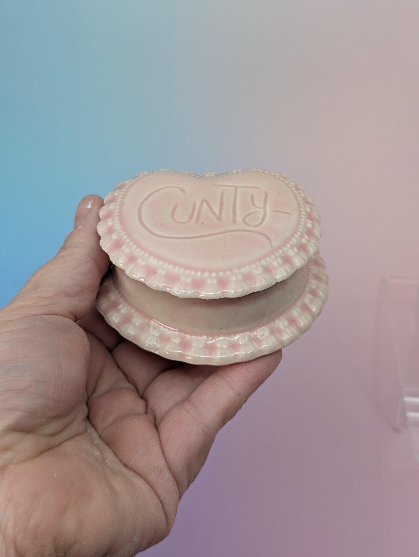 Cunt Frilled Heart Pillbox