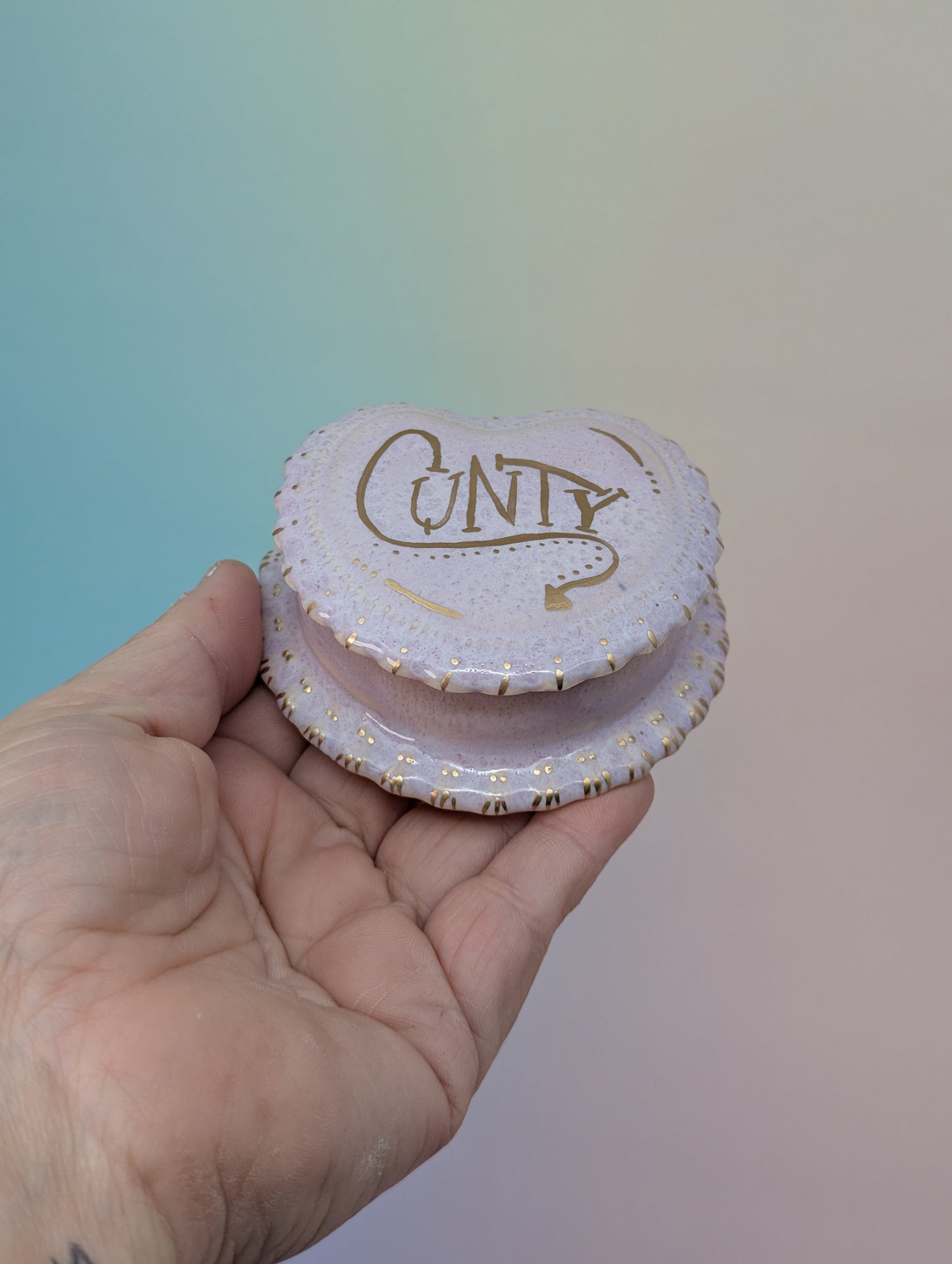 Cunt Frilled Heart Pillbox
