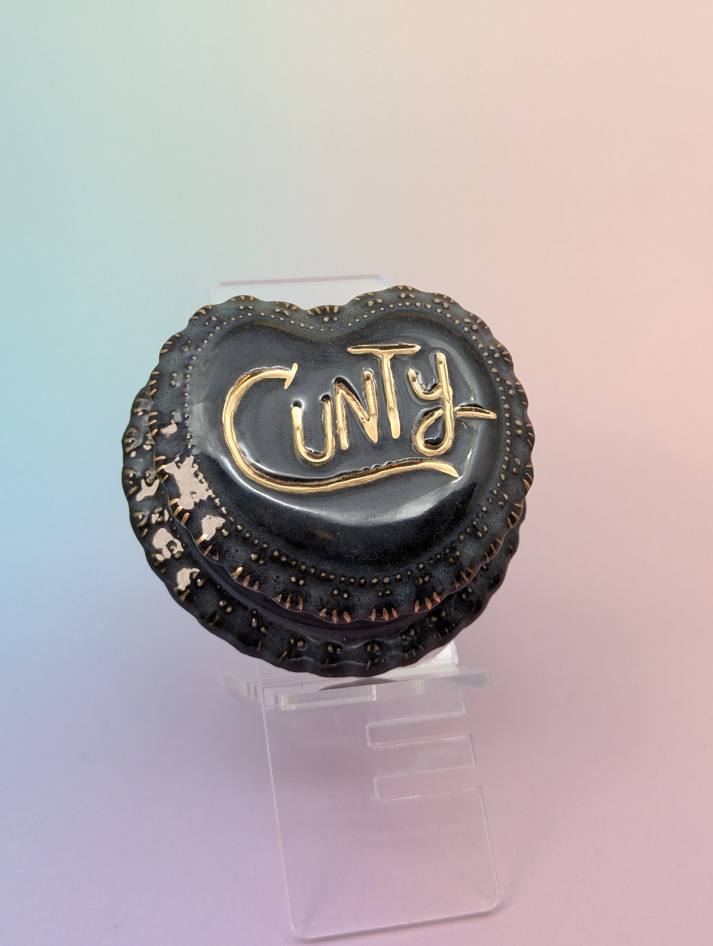 Cunt Frilled Heart Pillbox