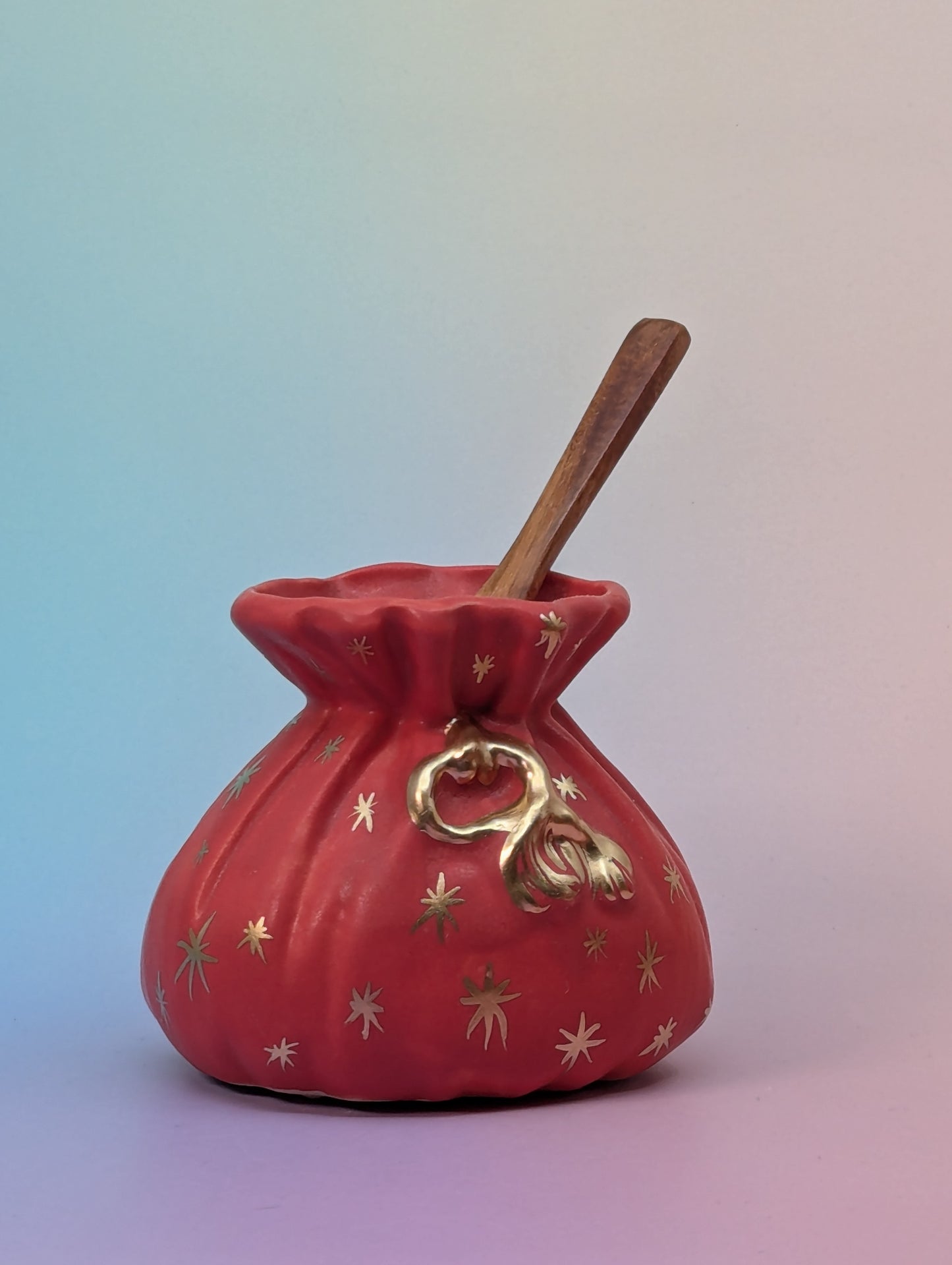 Salt Pouch/Vase with Stars & Wooden Spoon