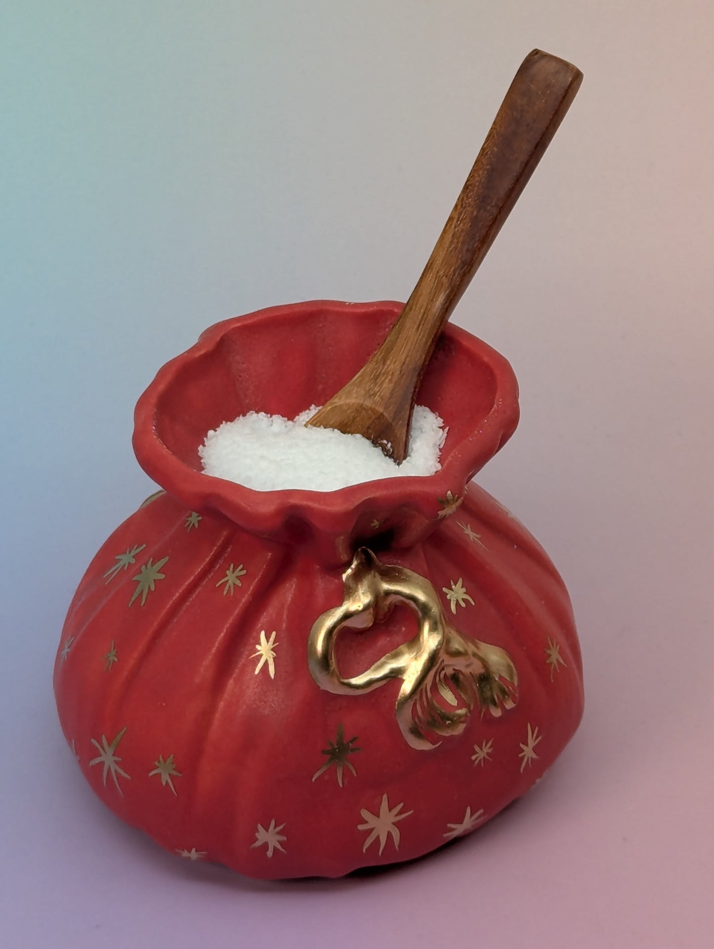 Salt Pouch/Vase with Stars & Wooden Spoon