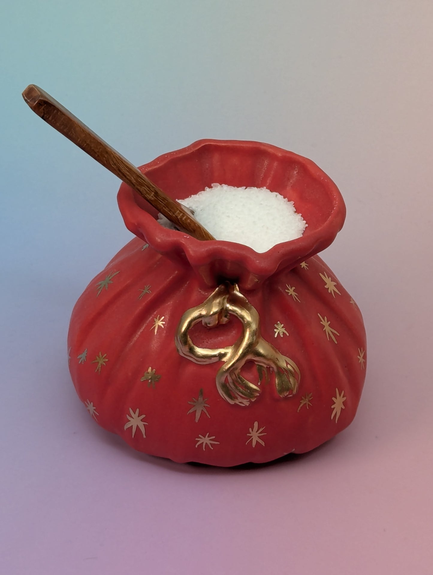 Salt Pouch/Vase with Stars & Wooden Spoon