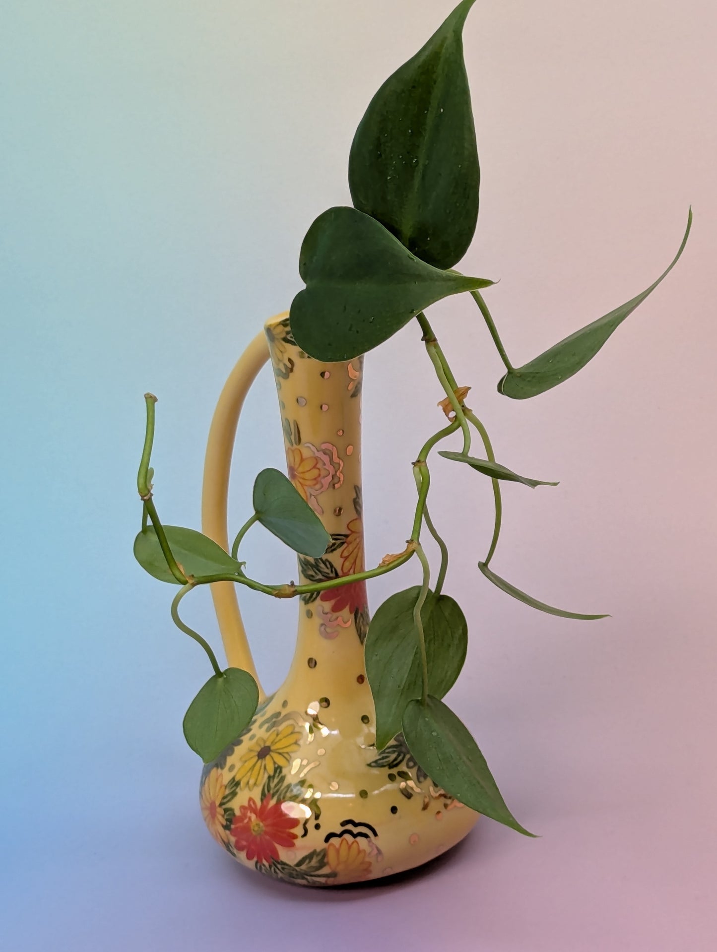 Vintage Pitcher Bud Vase w/Flowers "Cunt"