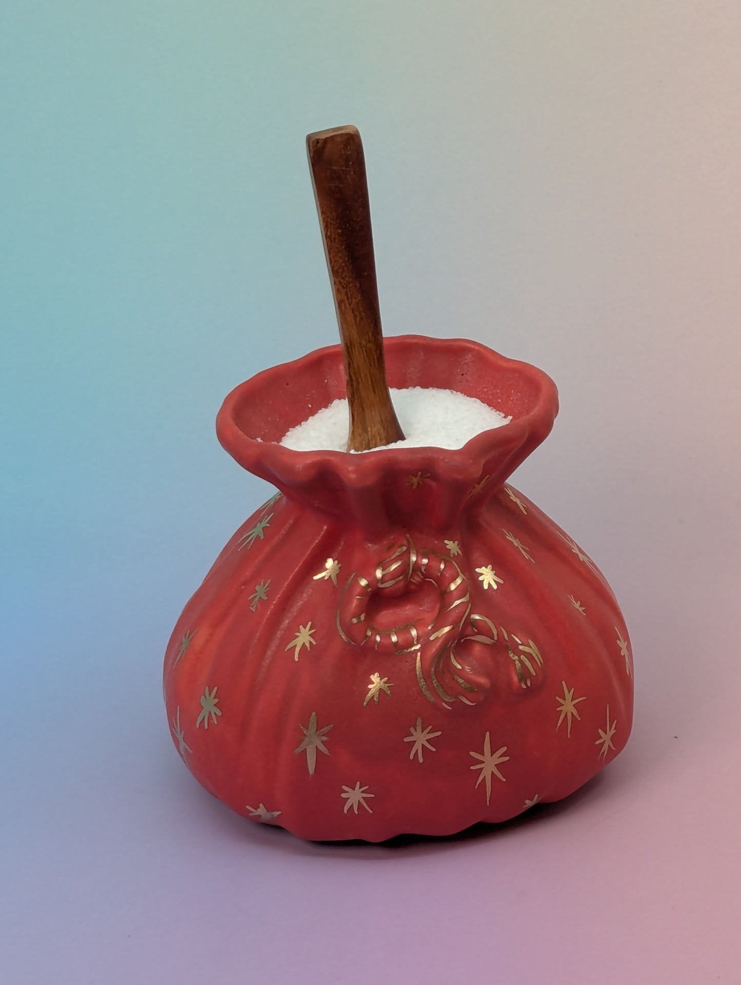 Salt Pouch/Vase with Stars & Wooden Spoon