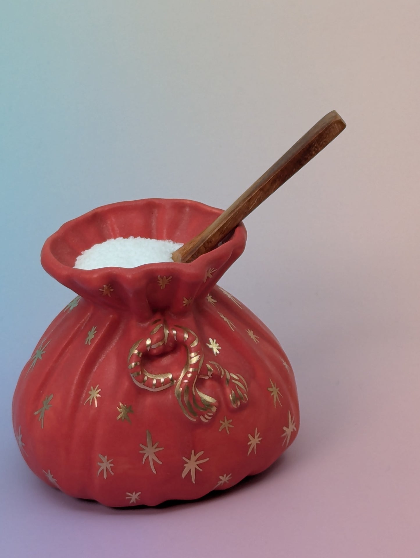 Salt Pouch/Vase with Stars & Wooden Spoon