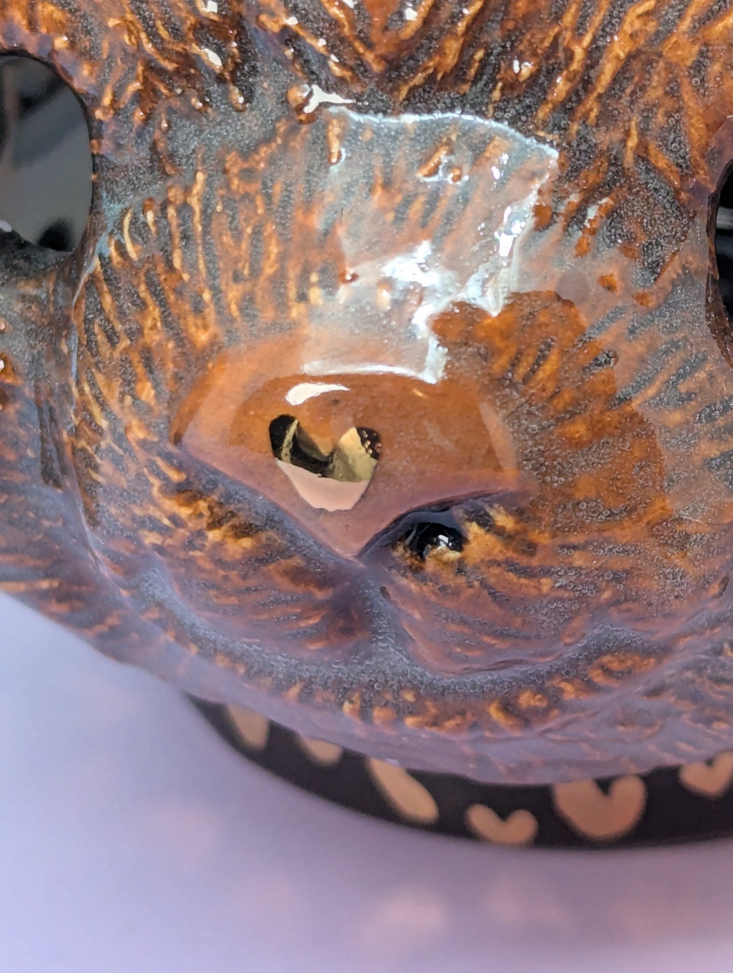 Horny Bear Ashtray W/Gold Glaze Hearts