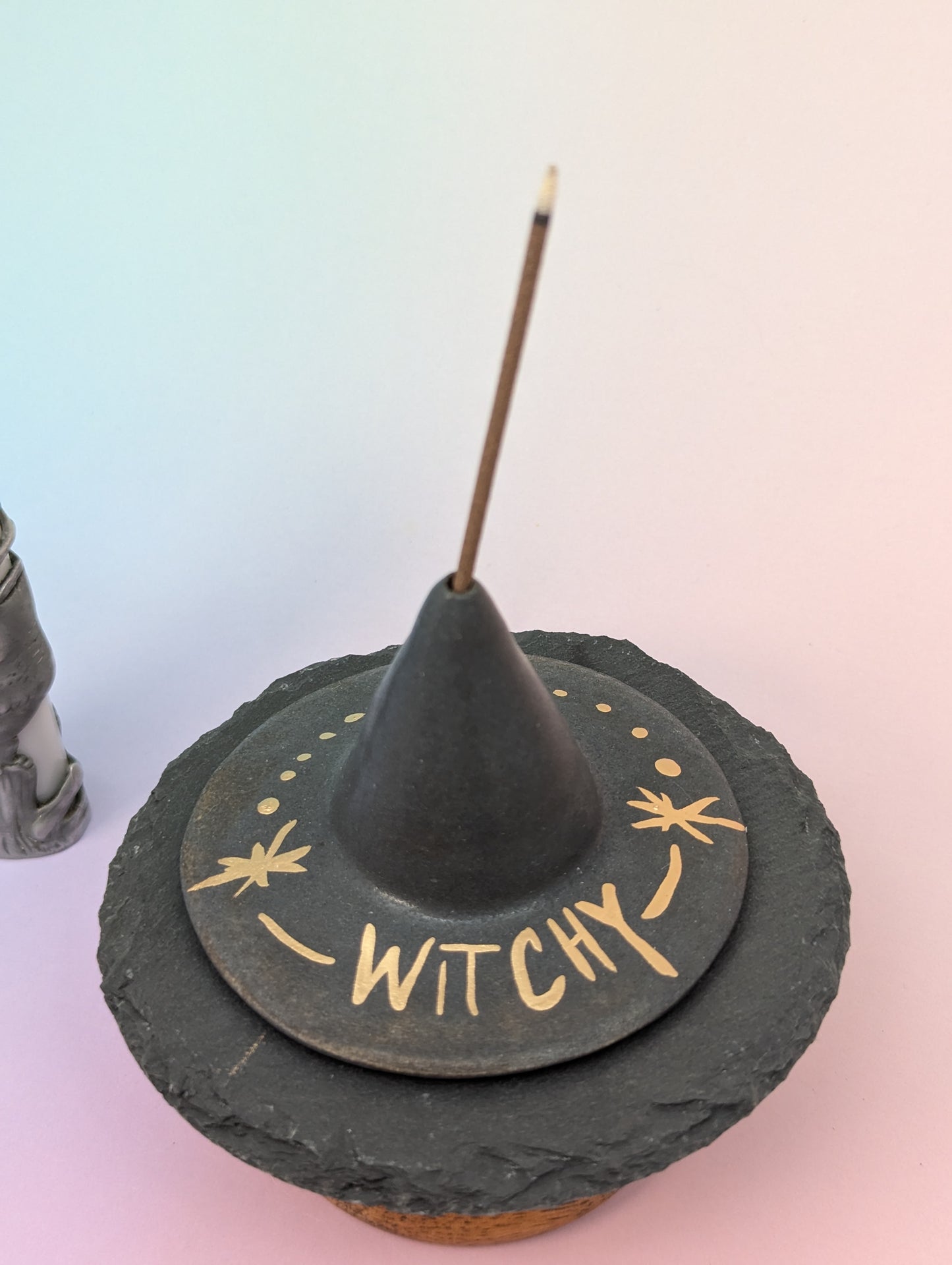 Witch Hat Incense Holder W/Slate Plate
