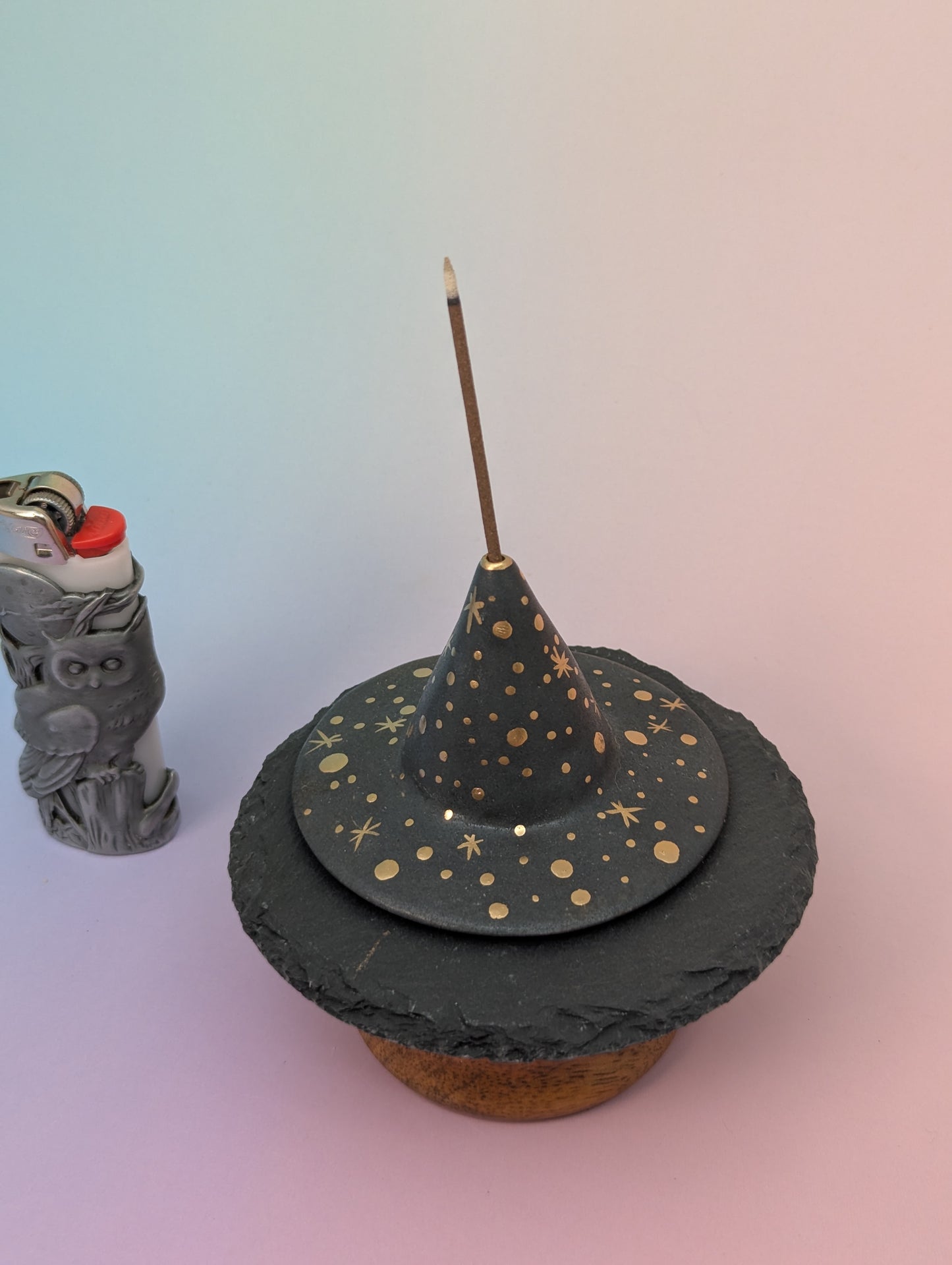 Witch Hat Incense Holder W/Slate Plate