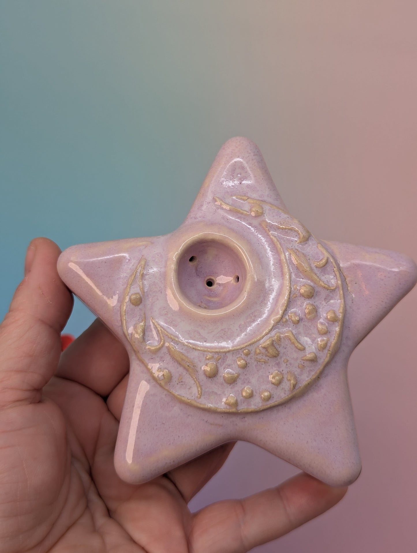 Floral Moon on Star Pipe - Floating Periwinkle