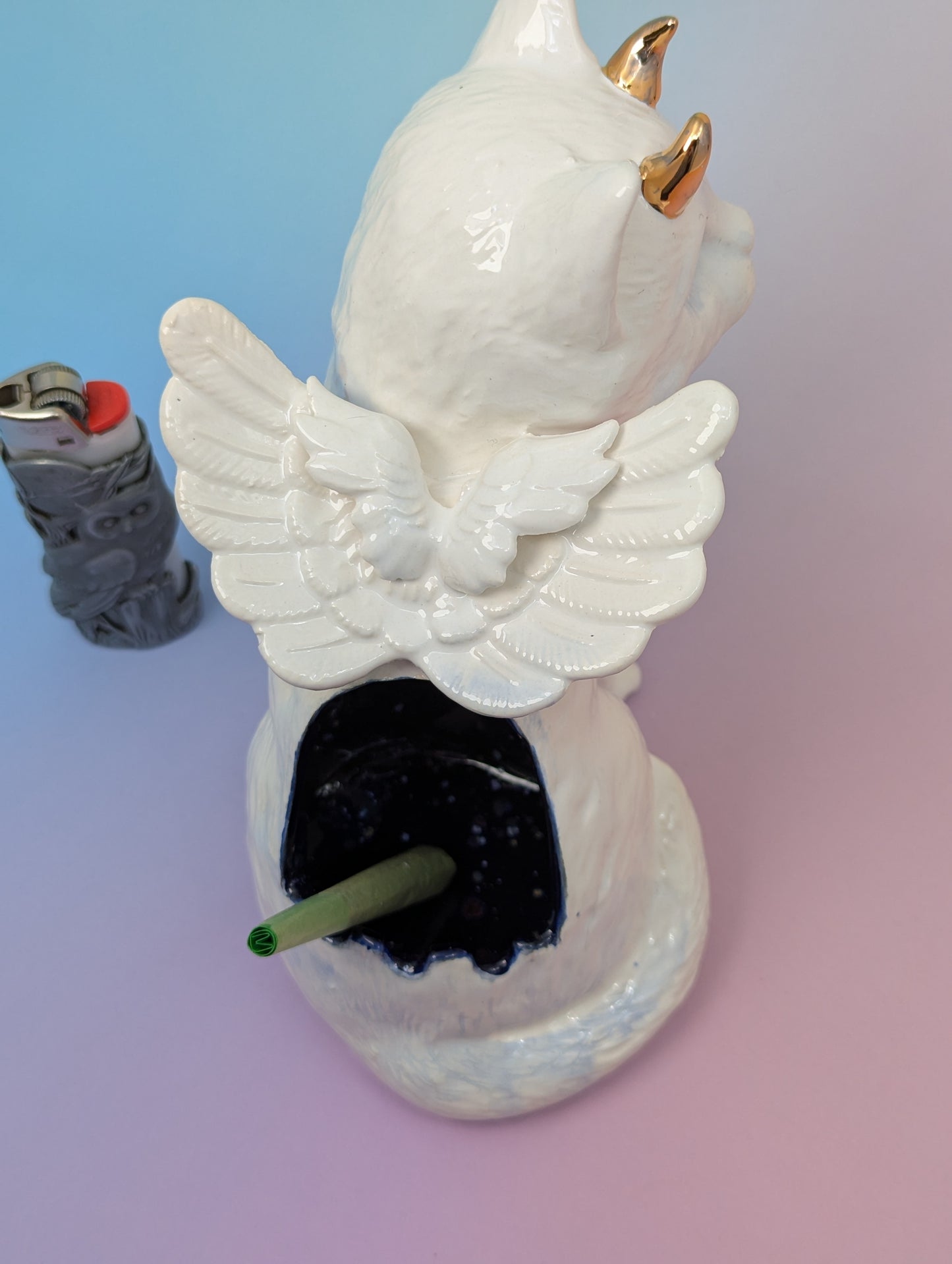 Devil Dink Ashtray W/Gold Accents