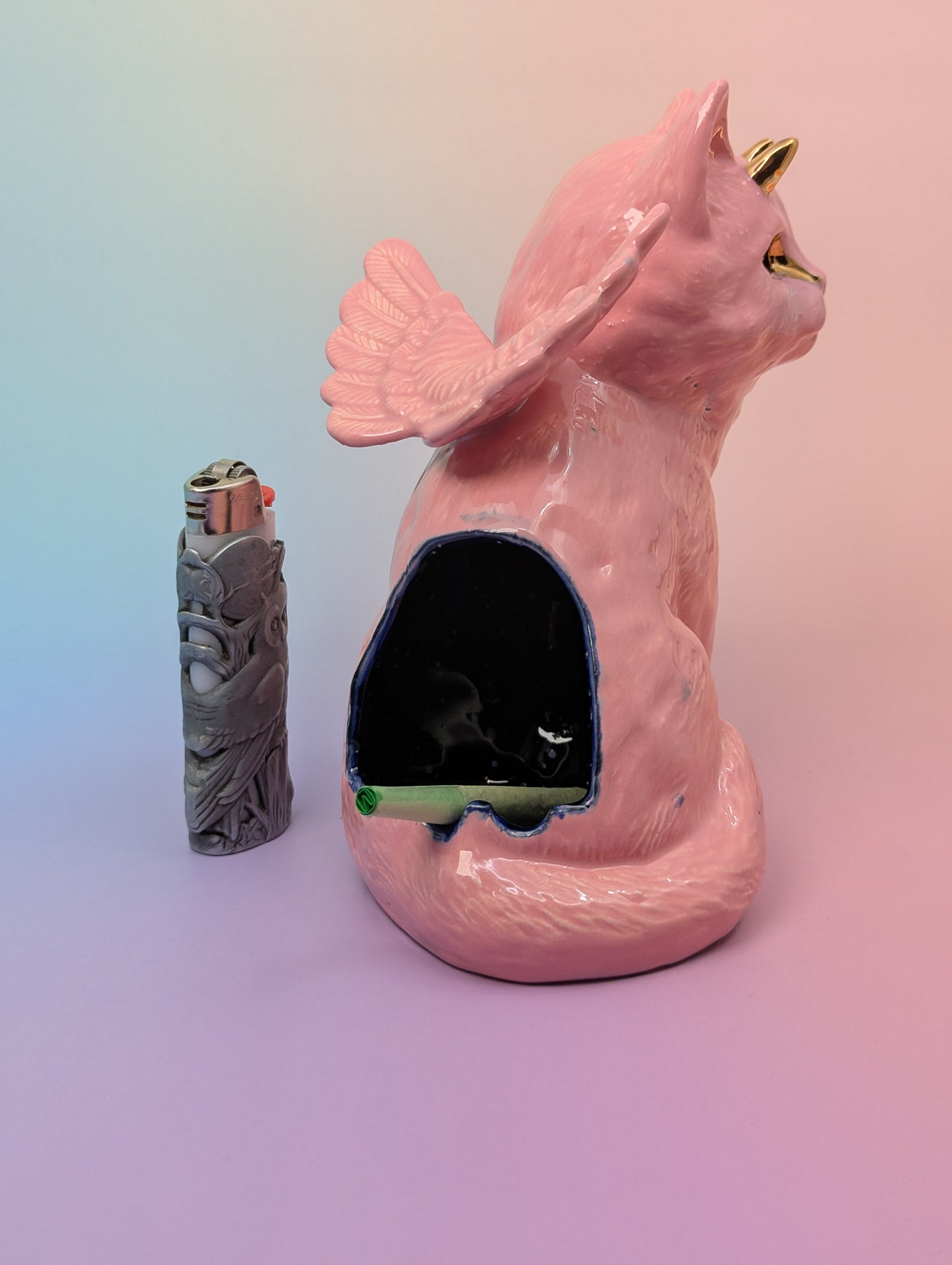Devil Dink Ashtray W/Gold Accents