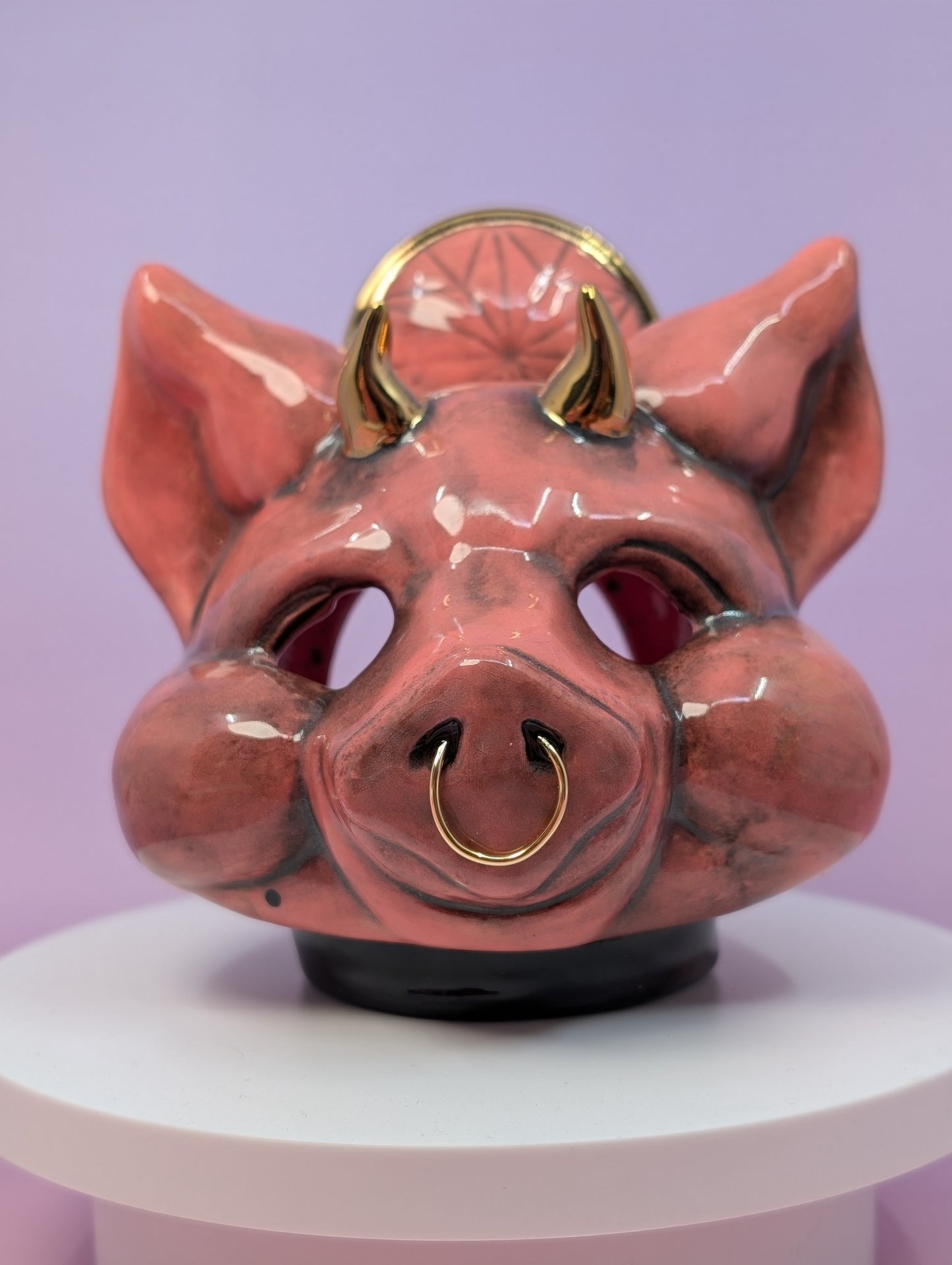 Horny Piggy Ashtray w/ Gold Glaze