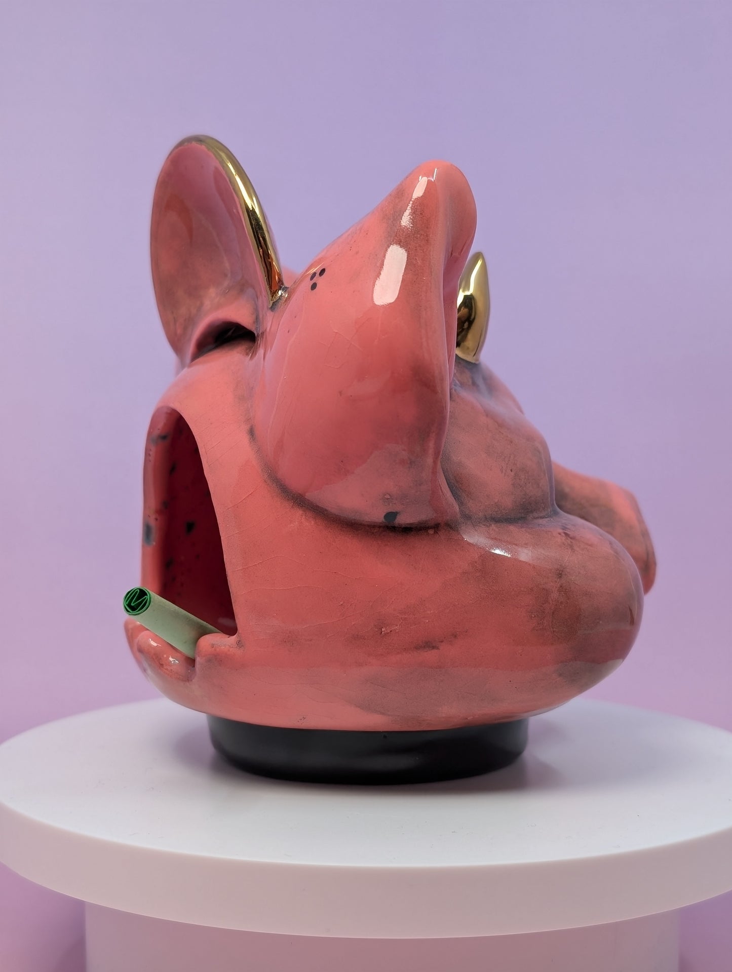 Horny Piggy Ashtray w/ Gold Glaze