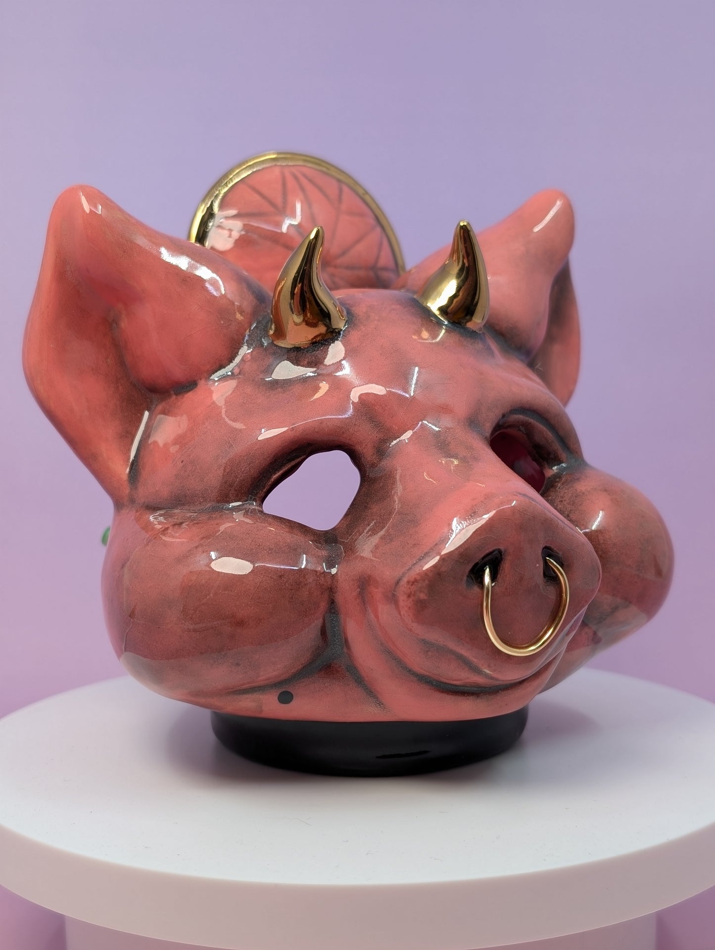 Horny Piggy Ashtray w/ Gold Glaze