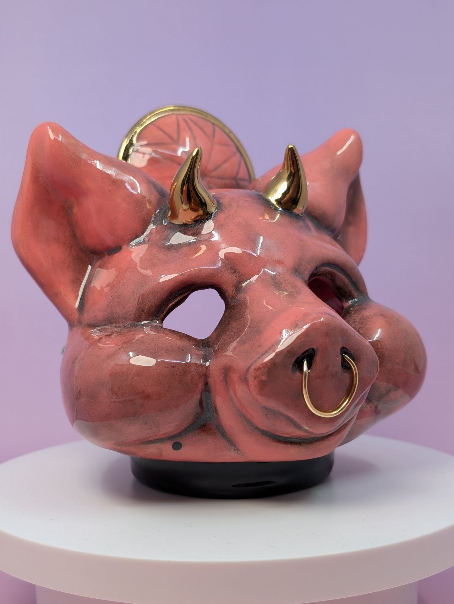 Horny Piggy Ashtray w/ Gold Glaze