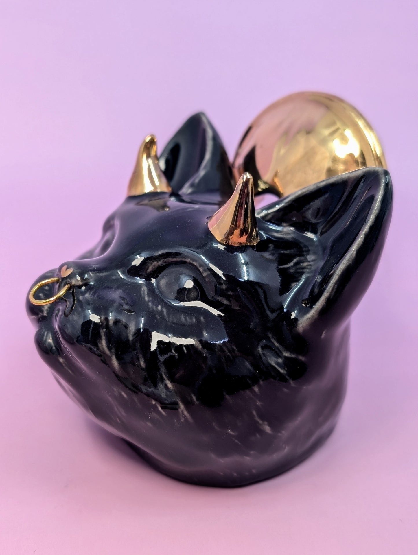Devil Dink Ashtray w/ Gold Glaze Halo