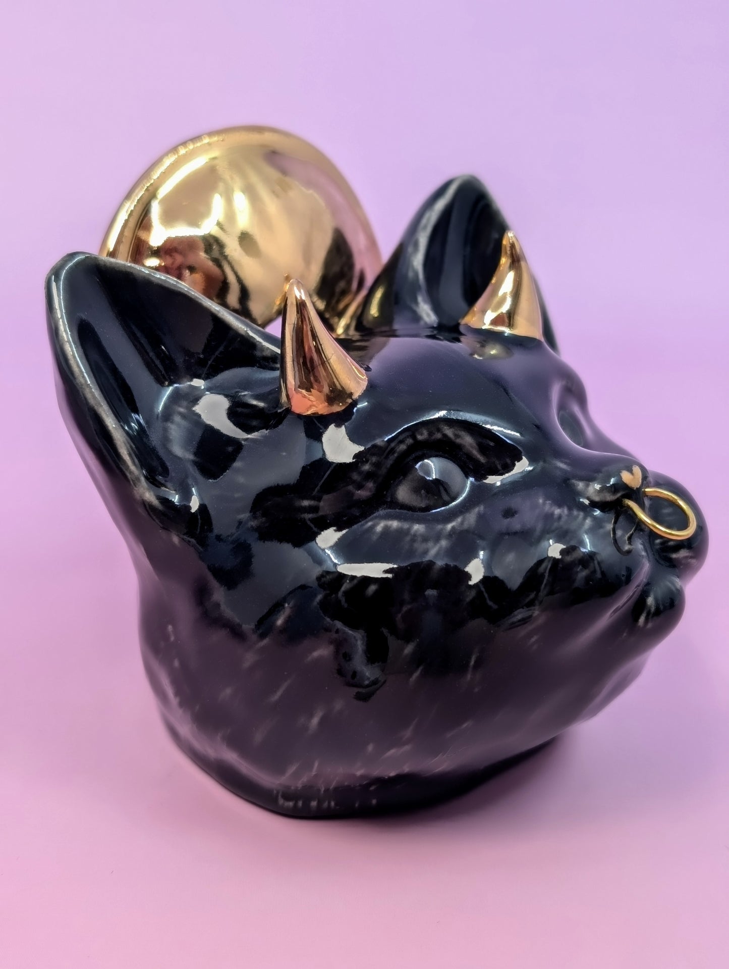 Devil Dink Ashtray w/ Gold Glaze Halo