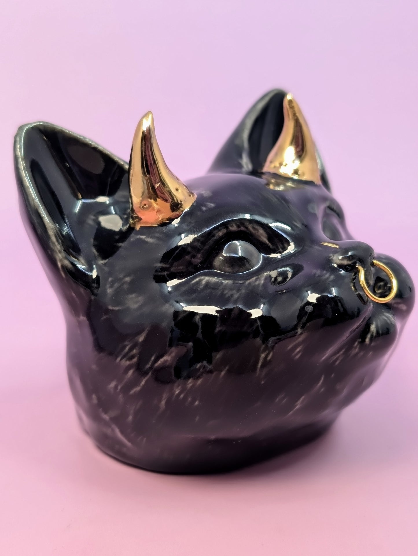Devil Dink Ashtray w/ Gold Glaze