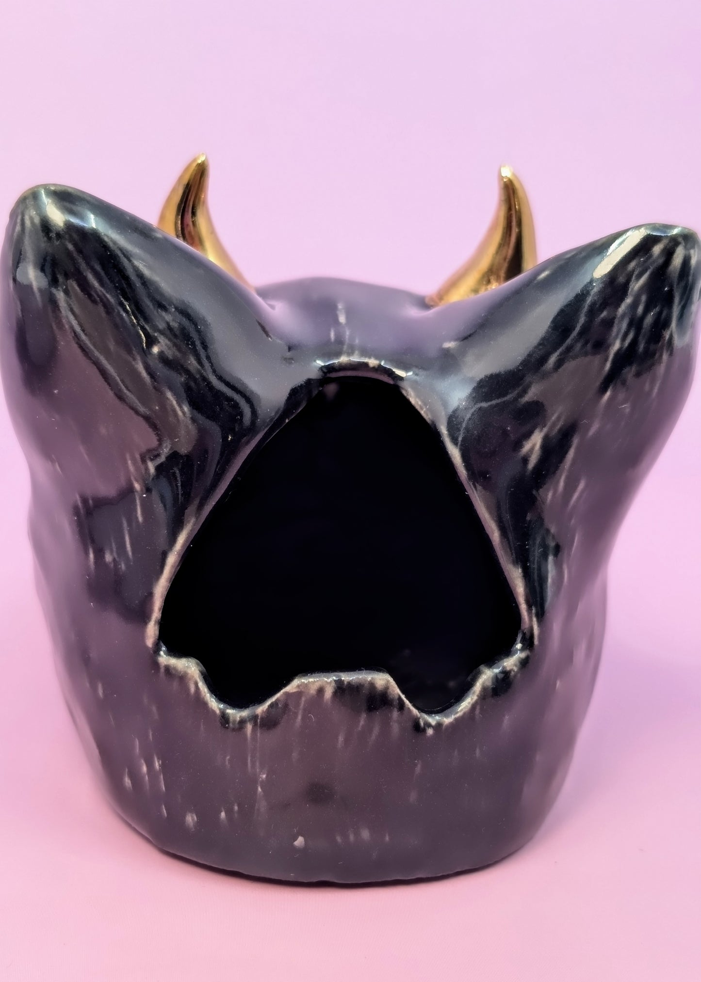 Devil Dink Ashtray w/ Gold Glaze