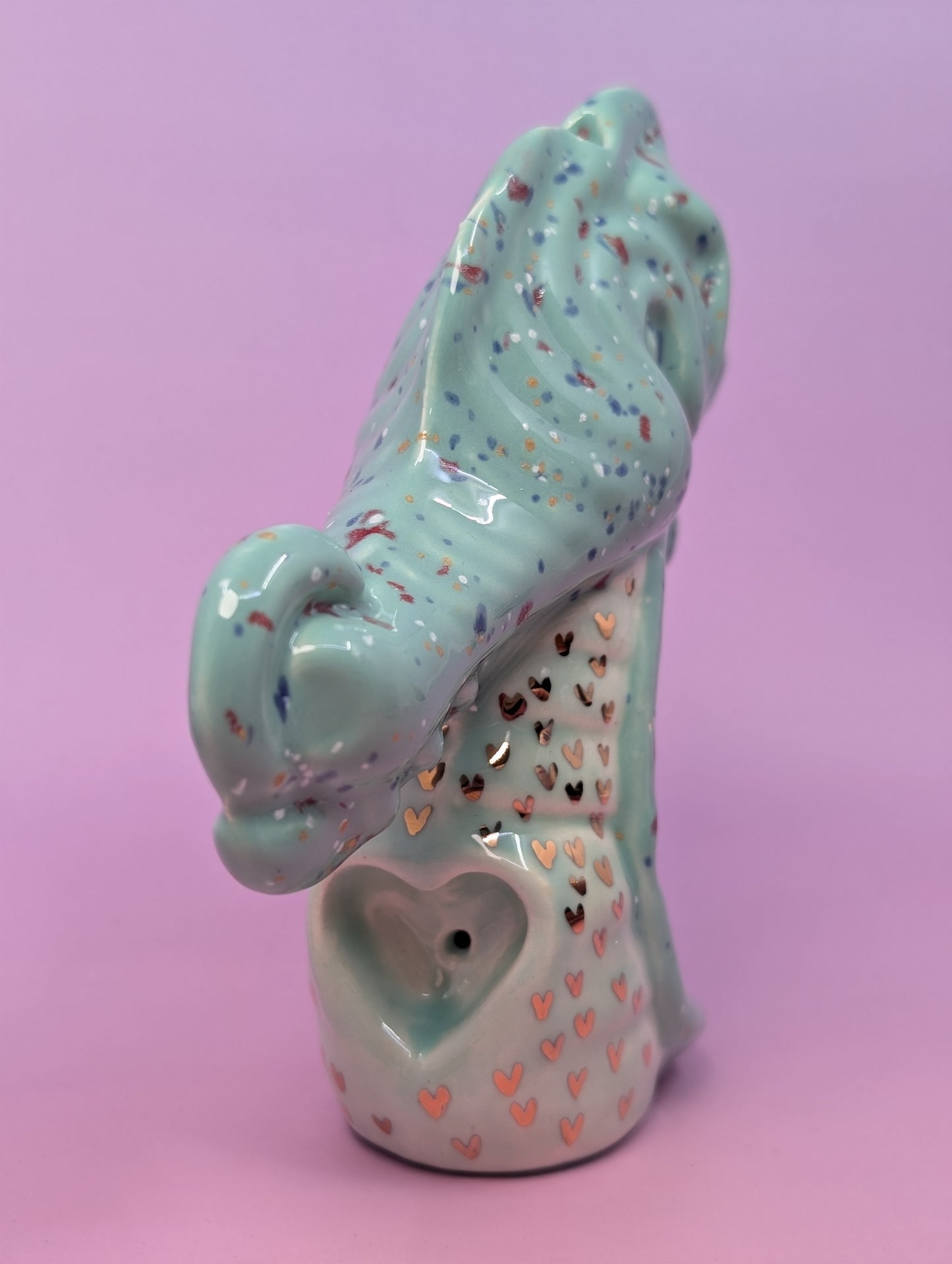 Dragon Pipe Heart Bowl w/ Gold Glaze