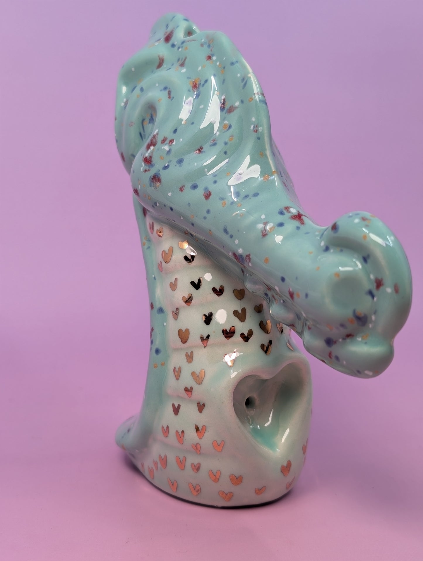 Dragon Pipe Heart Bowl w/ Gold Glaze