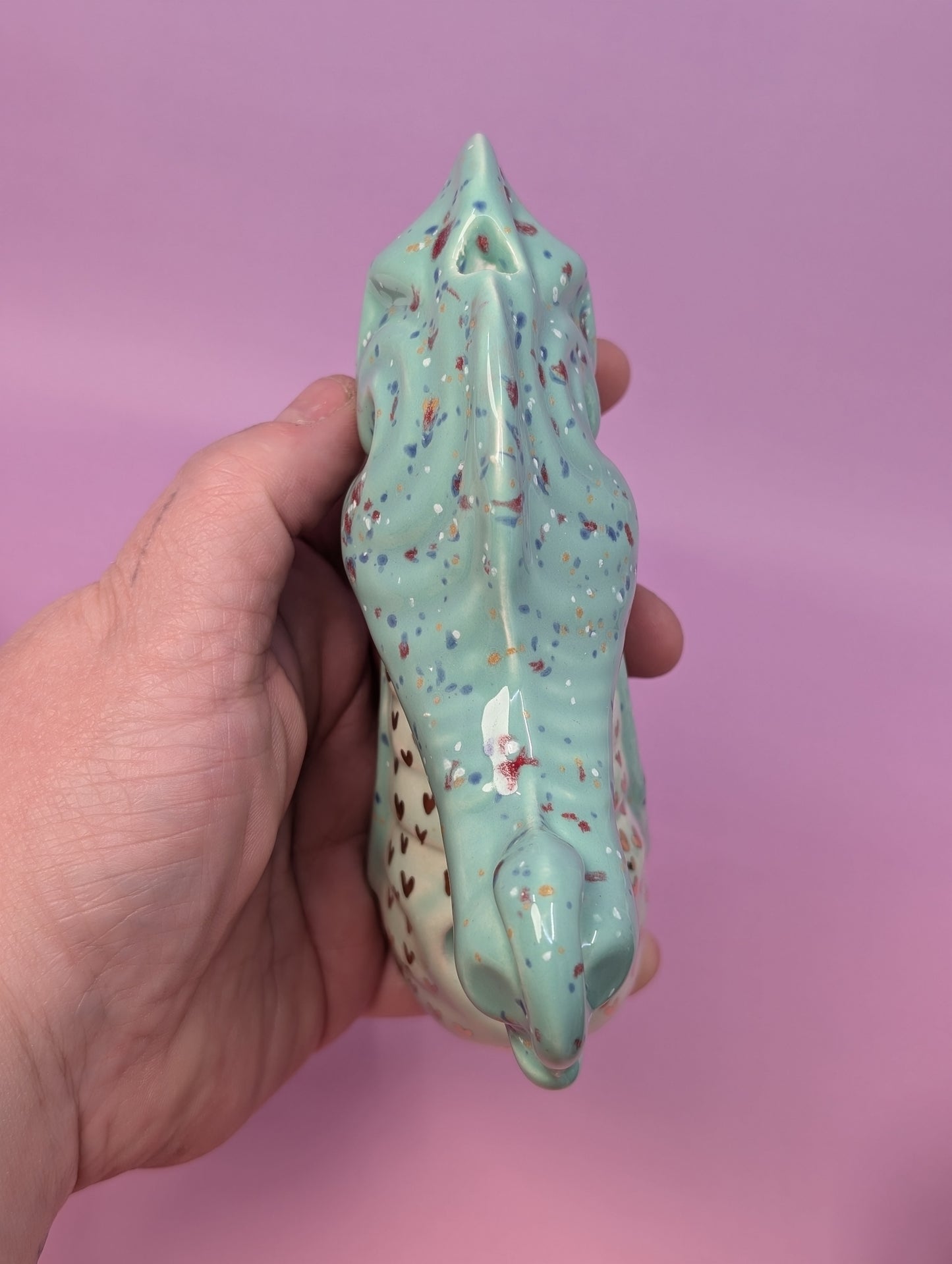 Dragon Pipe Heart Bowl w/ Gold Glaze