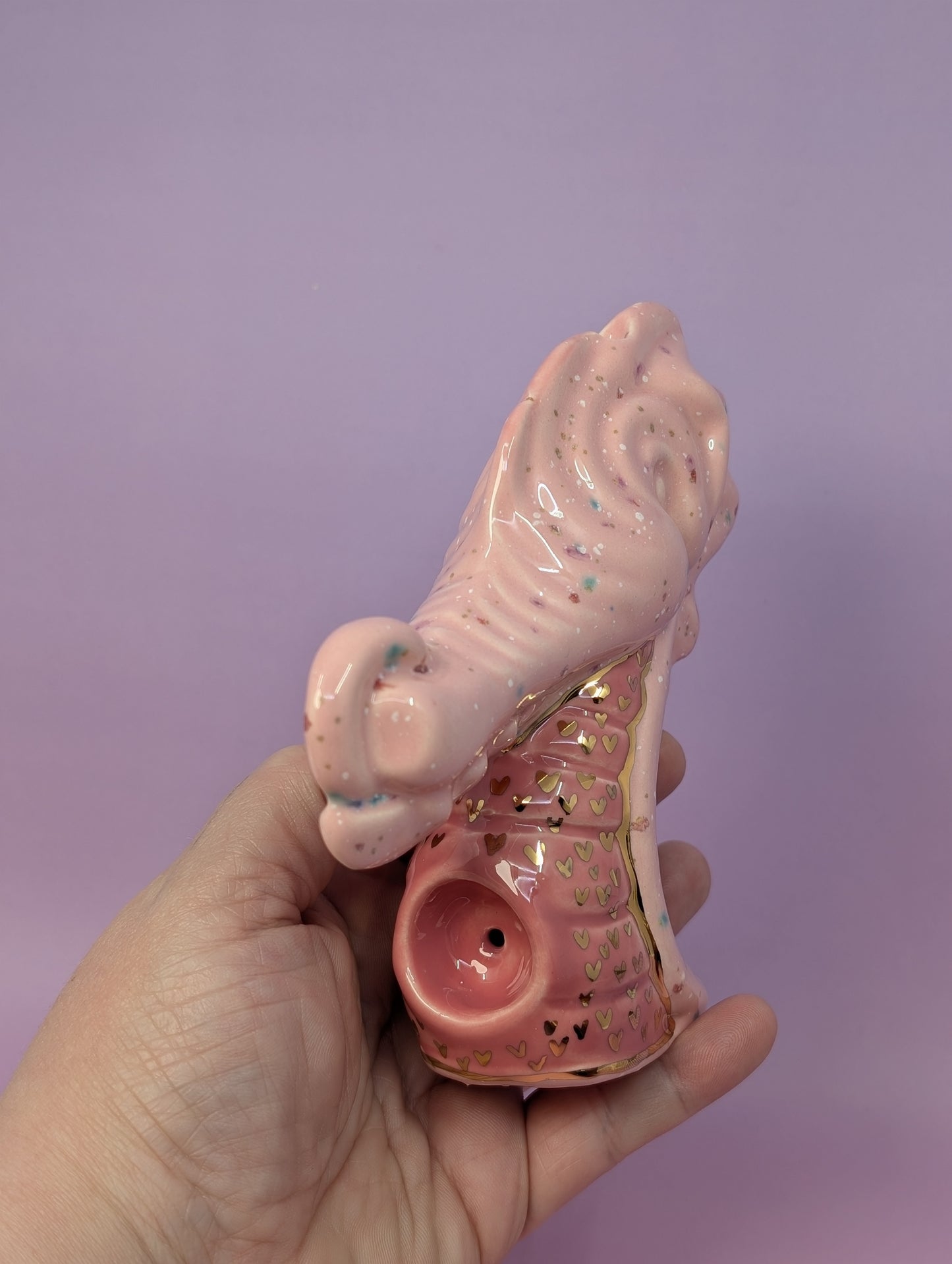 Dragon Pipe Round Bowl w/ Gold Glaze